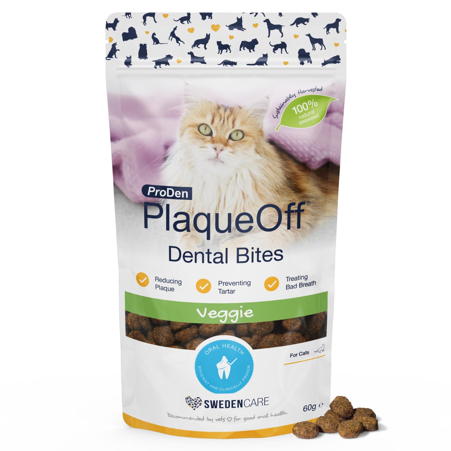 ProDen PlaqueOff 40g Powder for Cats, 100% Natural Tooth Care Powder, Protects Against Bad Breath, Helps with Tartar and Plaque