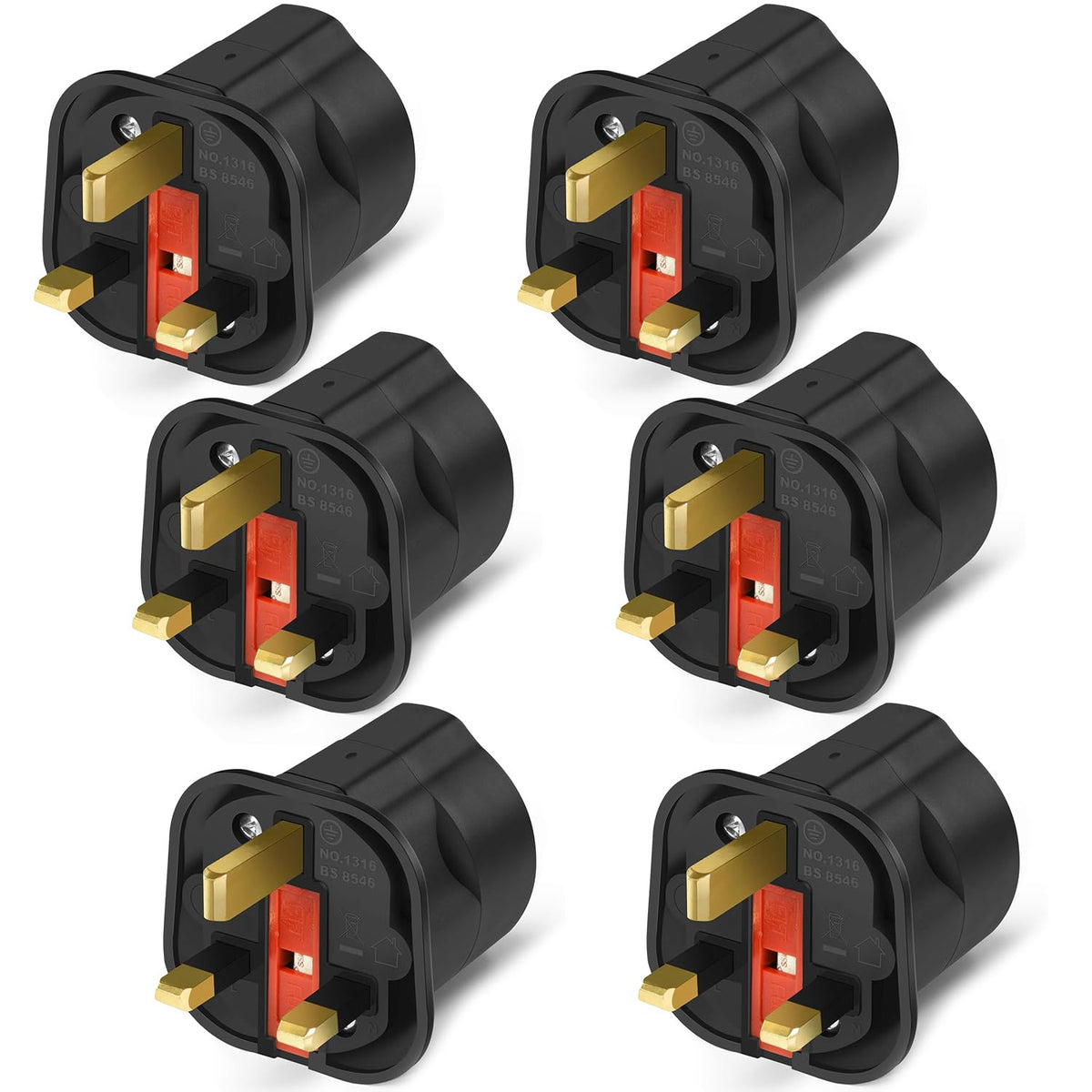 VGUARD European to UK Plug Adapter 2 Pack BS8546 Certified Travel Adapter 2-Pin to 3-Pin, EU Schuko to UK Plug with 13A Fuse for Europe French Spanish German Turkish to UK Socket - Black