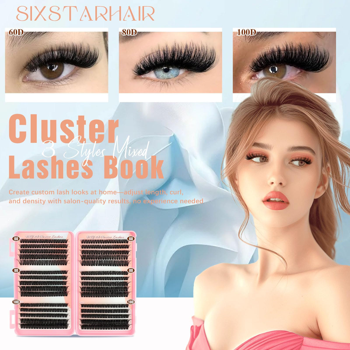 Sixstarhair Individual Eyelashes Kit Lash Clusters with Glue and Remover