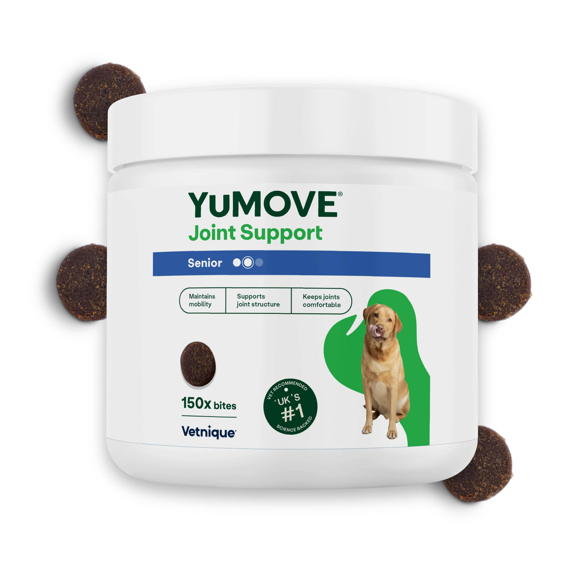 YuMOVE Senior Dog Joint Supplement, Daily Bites for Joint Care, Essential Dog Hip and Joint Aid for Senior Dogs with Glucosamine, Chondroitin, Green Lipped Mussel, Aged 8+, 60 Chews