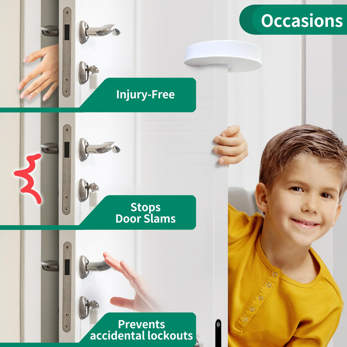 Moonybaby 2 Pack Door Lever Safety Lock, Door Locks for Children, Child Door Handle Lock, Baby Proofing Door Lock Without Drilling, Strong Adhesive, Easy to Install, No Tools Required (White)