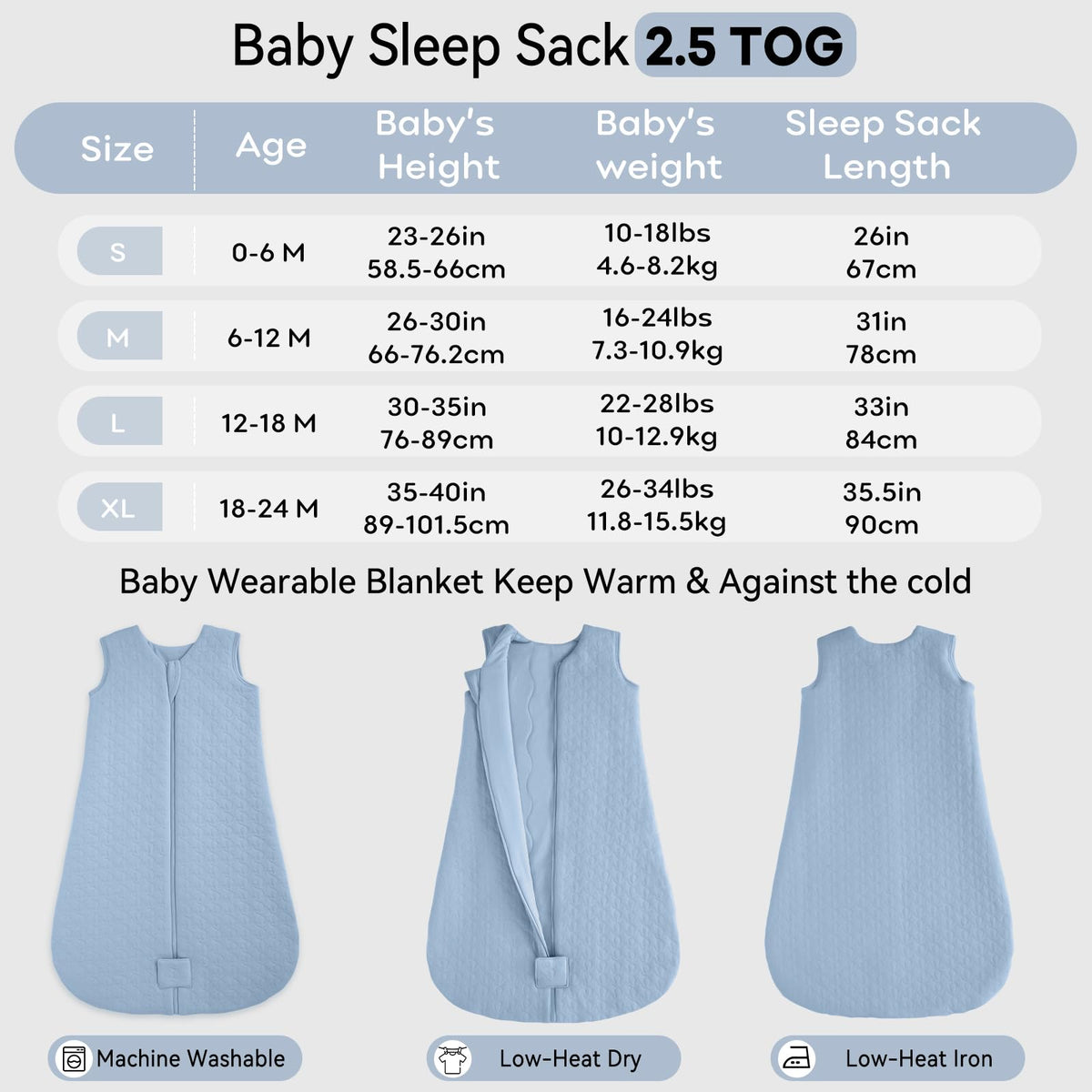 Unnivoll Baby Sleeping Bag 2.5 Tog 0-6 Months 100% Cotton Winter Sleeping Bag Baby 2-Way Zipper Quilted Sleep Sack for Newbron Infant Warm Soft Apricot