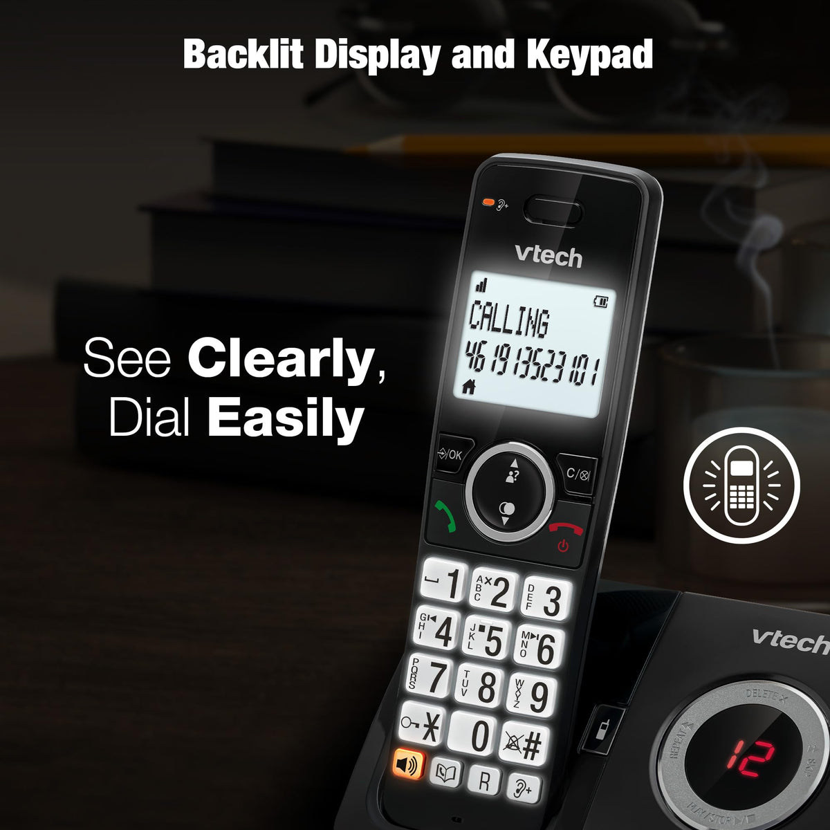 VTech EA5050 DECT Cordless Phone with Answering Machine,Nuisance Call Blocker, Volume Booster, Easy-to-Read Backlit Display, 18 Hours Talk-time, Handsfree Speakerphone, Single Handset