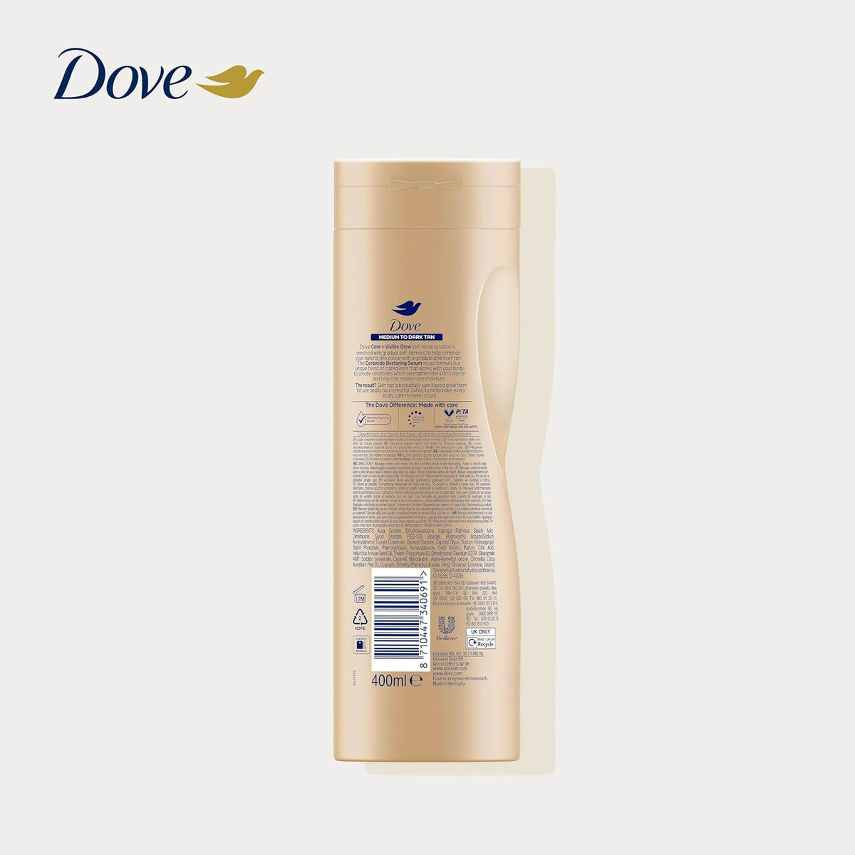 Dove Care + Visible Glow Medium to Dark Self Tan Lotion 400 ml