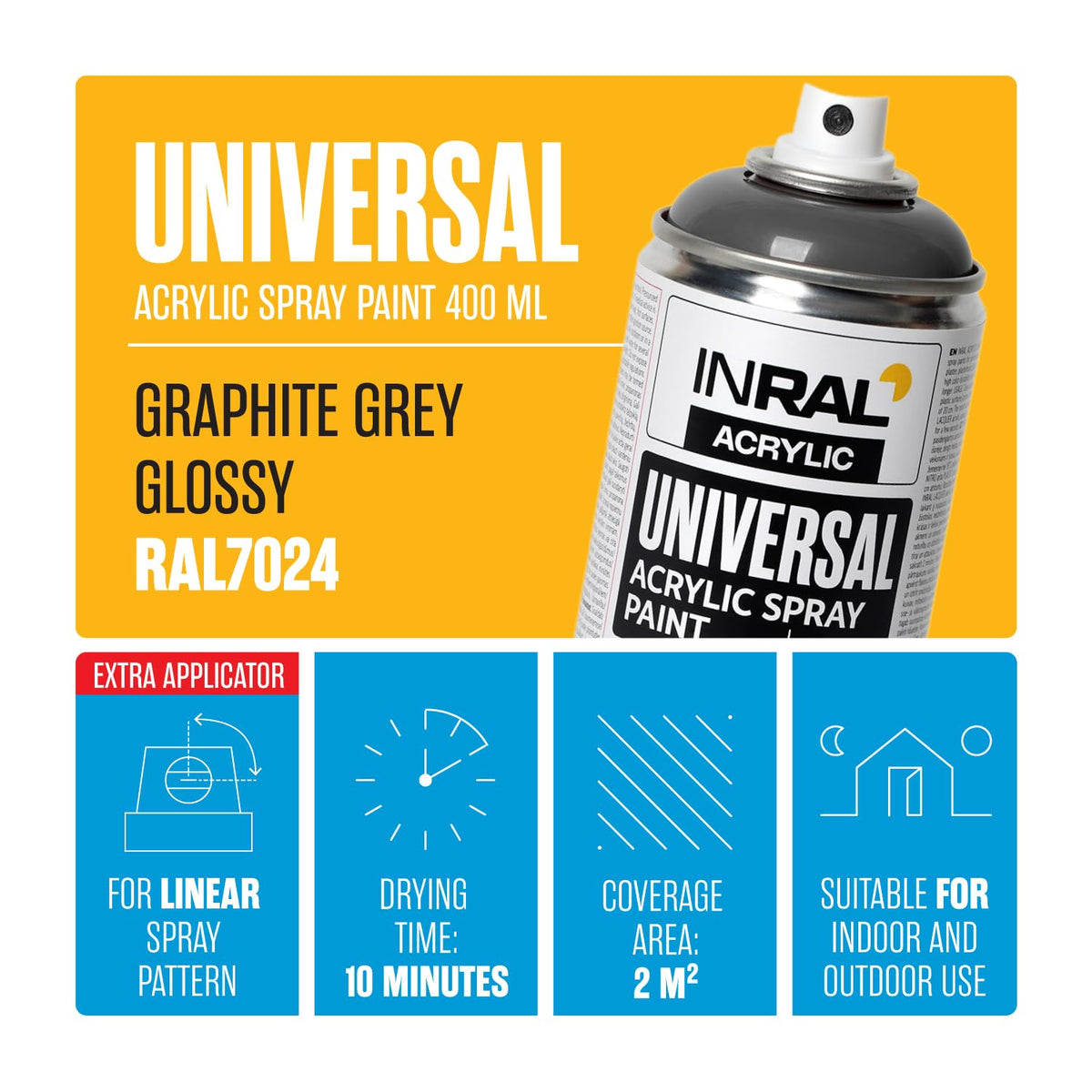 Acrylic Spray Paint Pure White Matt RAL9010 [400ml] – Universal Spray for Metal, Plastic, Wood & Stone – High-Coverage, UV & Rain Resistant – Indoor & Outdoor Use