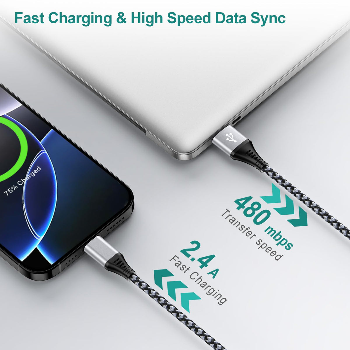 USB C Cable, 6FT/4Pack USB A to USB C Charge Lead Fast Charge Cord