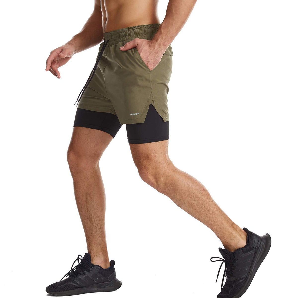 Mens Running Shorts Men's Gym Sports Short 2 in 1 with Phone Pocket Lightweight Quick Drying