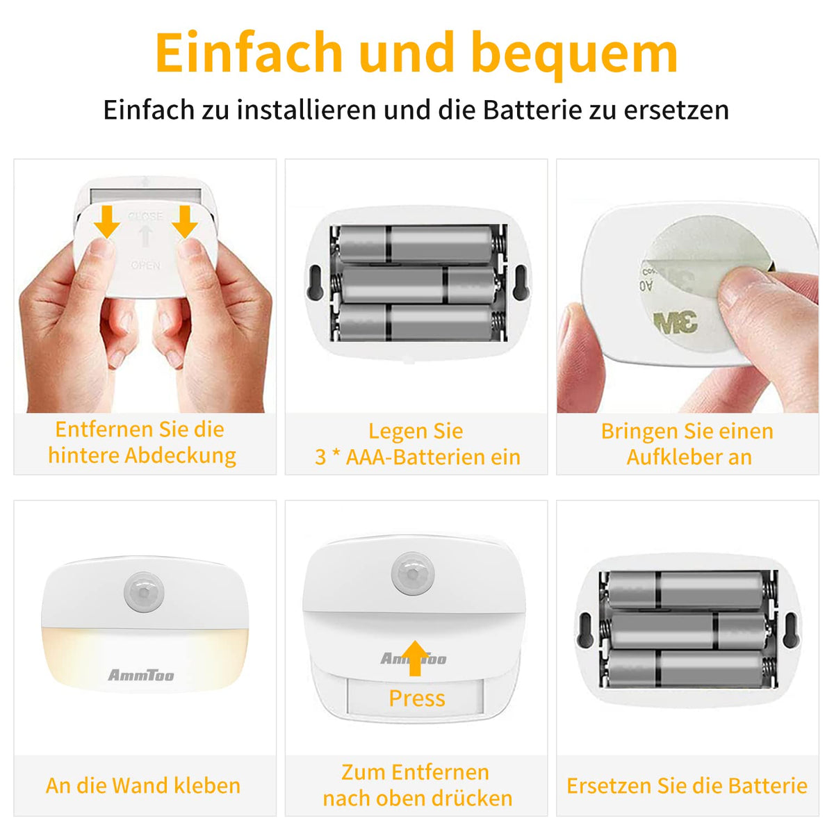 Motion Sensor Night Light, (4 Pack) Warm White Night Light Indoor Lamps
