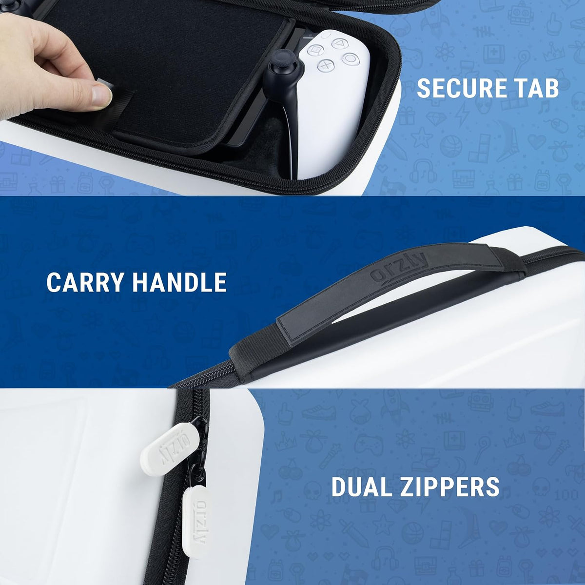 Carry Case designed for Playstation Portal remote player for PS5 Console holds accessories and offers Travel and Storage Protection for headset charger headset & more - Black/White - Gift box edition