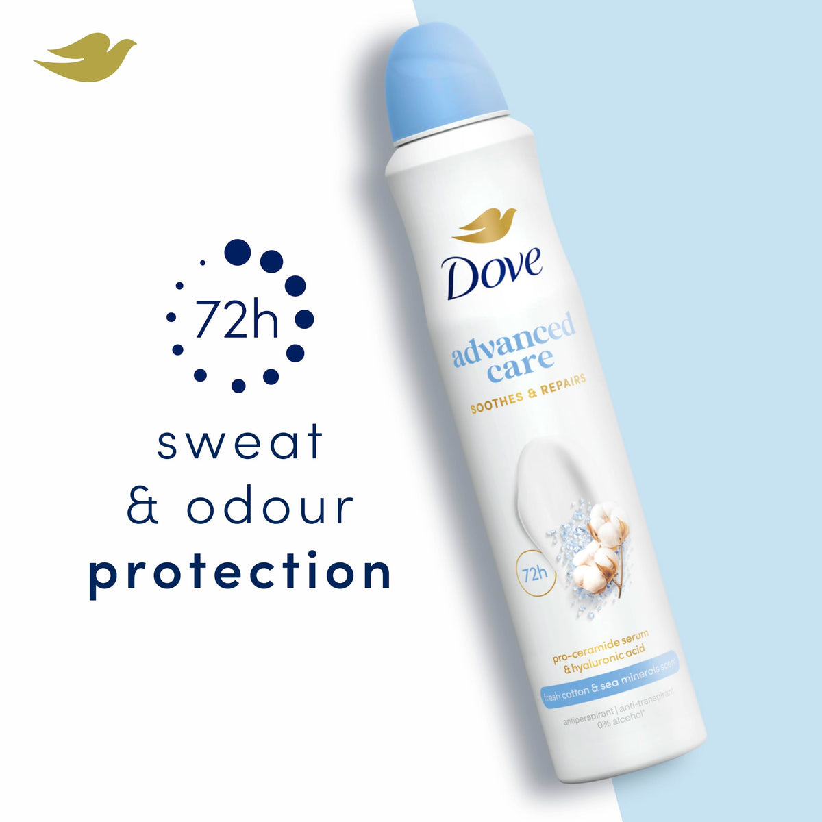 Dove Advanced Care Original Anti-perspirant Deodorant Spray with Triple Moisturising technology aerosol for 72 hours of protection 100 ml