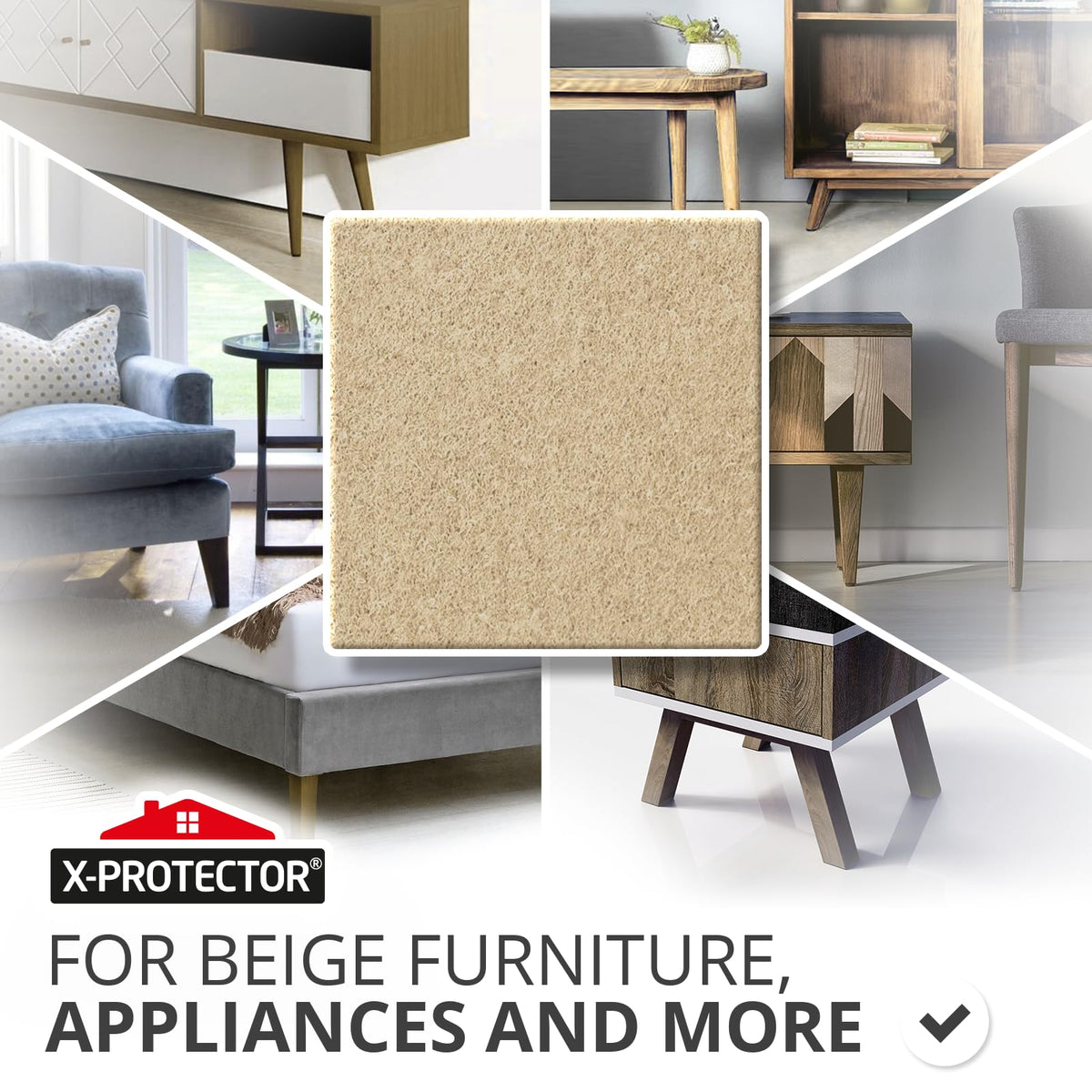 Chair Pads Floor Protectors X-PROTECTOR 48 PCS 25mm - Felt Furniture Pads