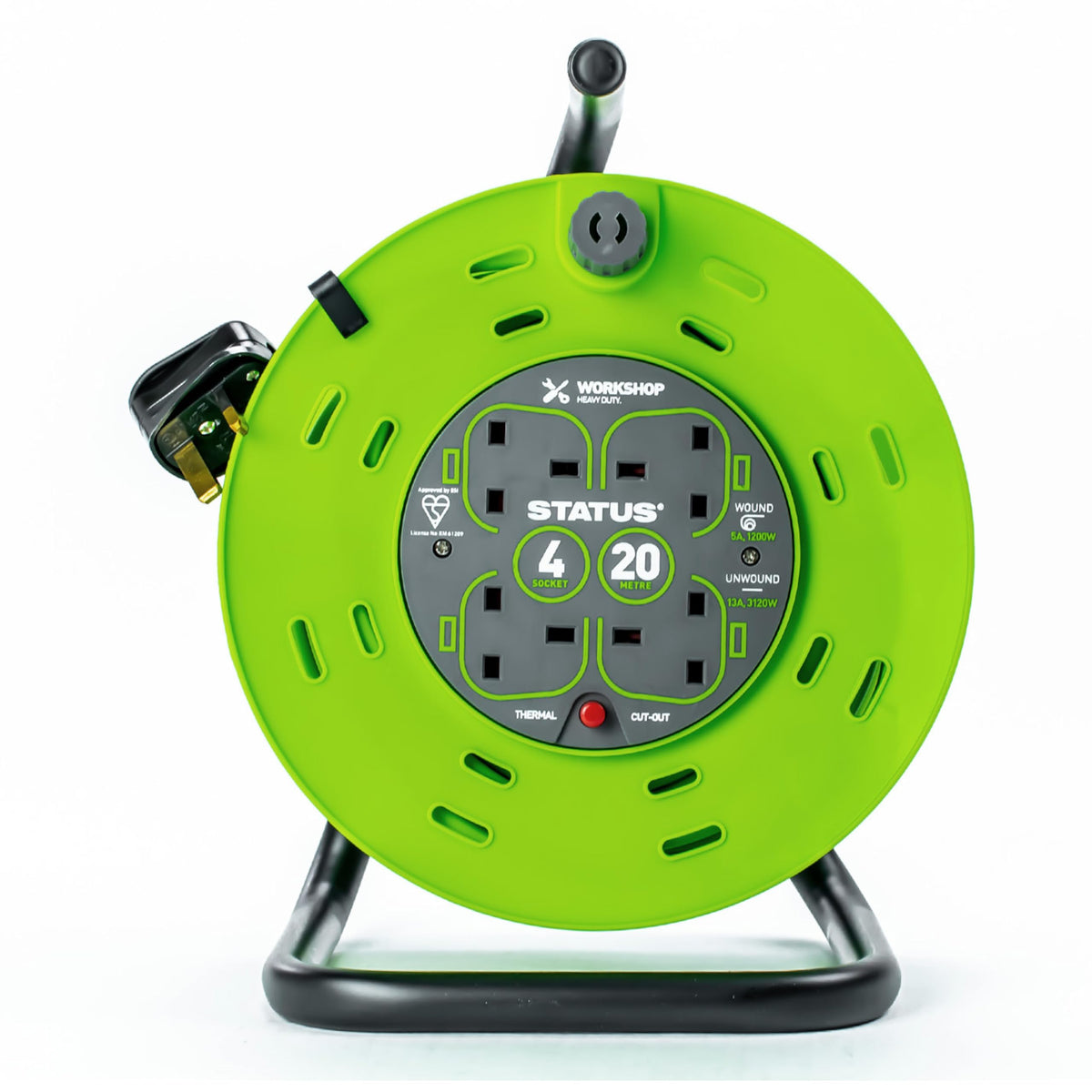 IONOS 2 Socket Cable Reel, 10m Outdoor Garden Extension Lead, DIY