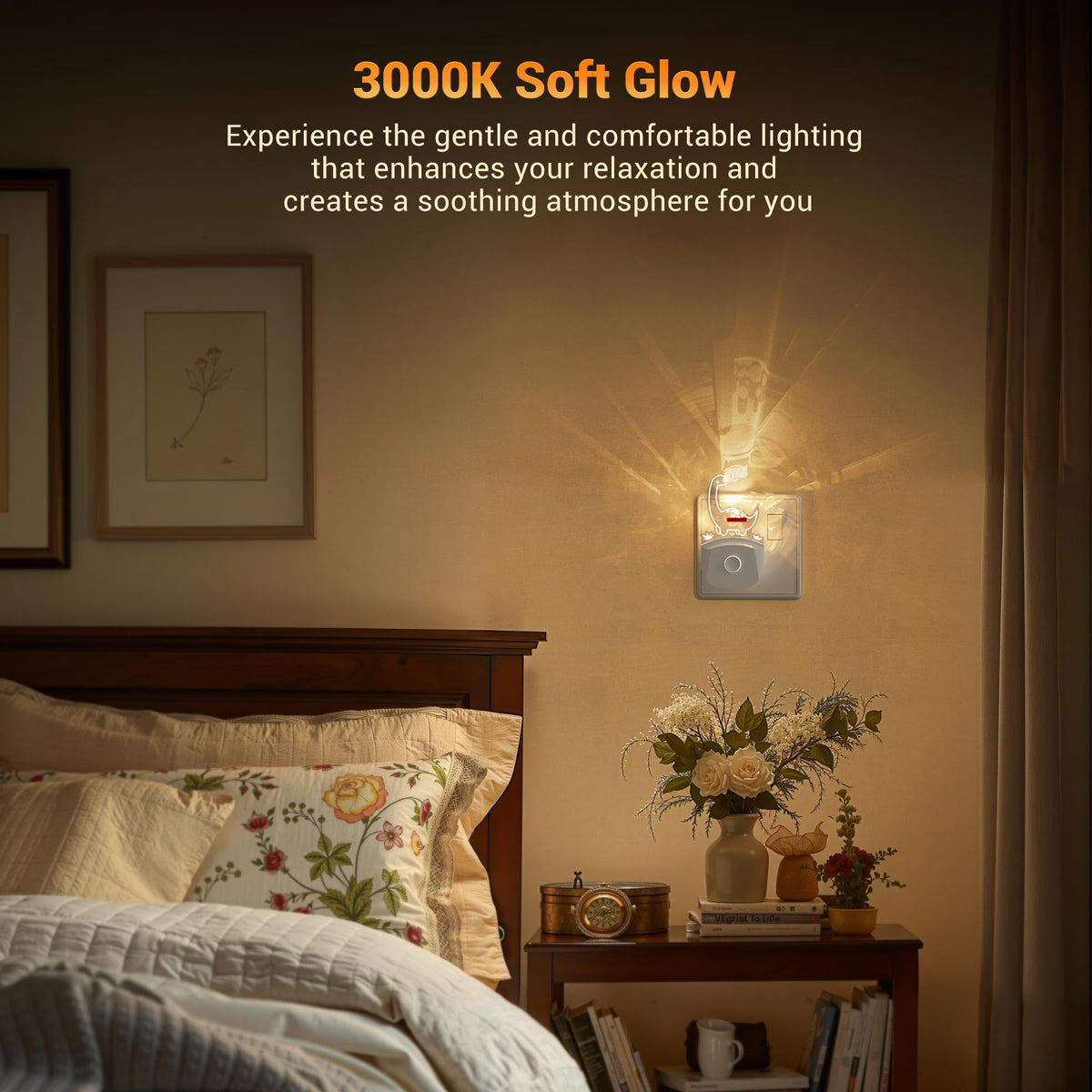 Emeritpro Night Light Plug in Wall with Dusk to Dawn Sensor, Warm White+RGB