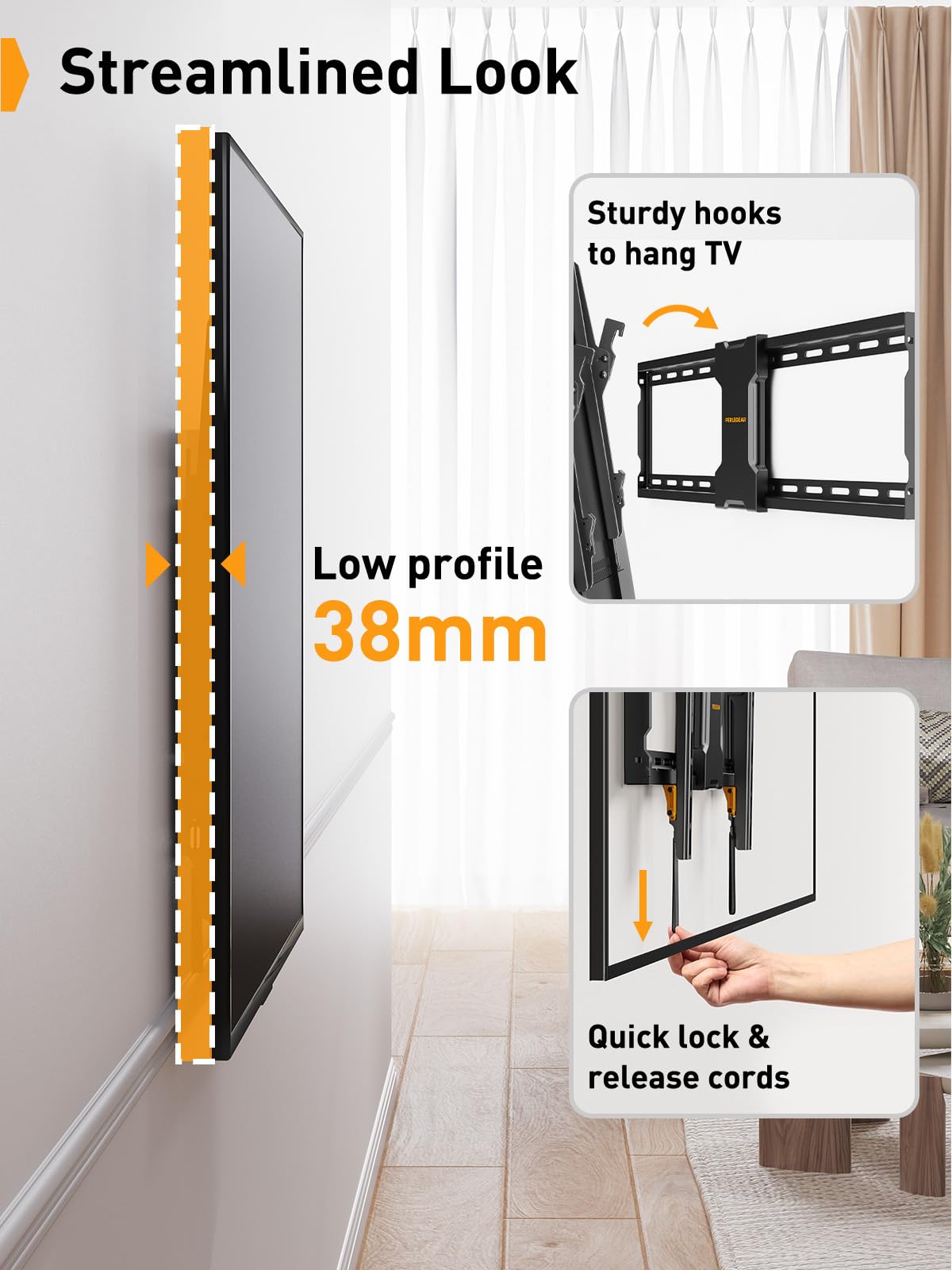 Perlegear Tilt TV Wall Bracket for 26-60 inch TVs up to 52kg