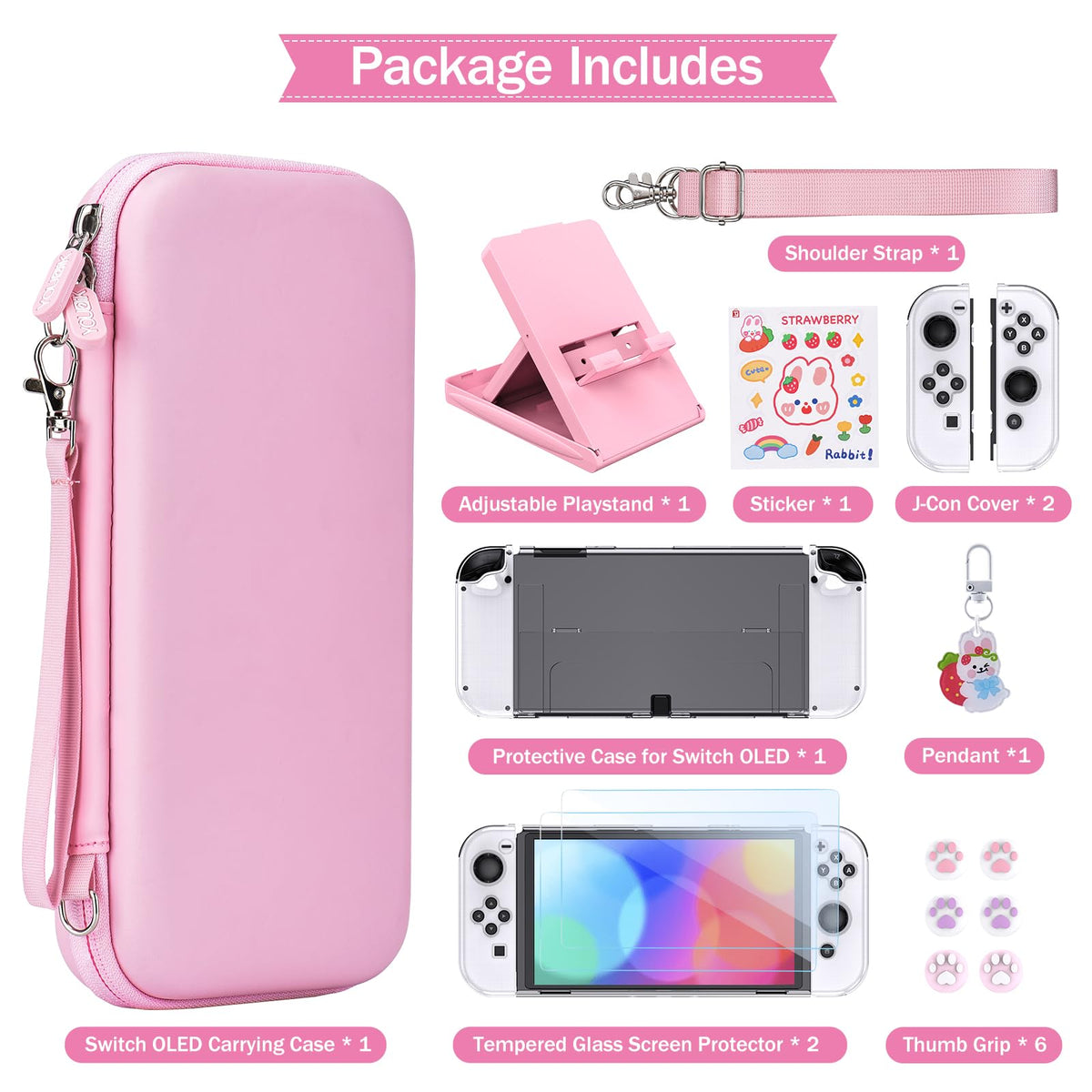 Younik Switch Accessories Bundle, 17 in 1 Switch Accessories Kit for Girls Include Switch Carrying Case with 9 Game Card Slots, Adjustable Stand, Protective Case for Switch Console & J-Con (Blue)