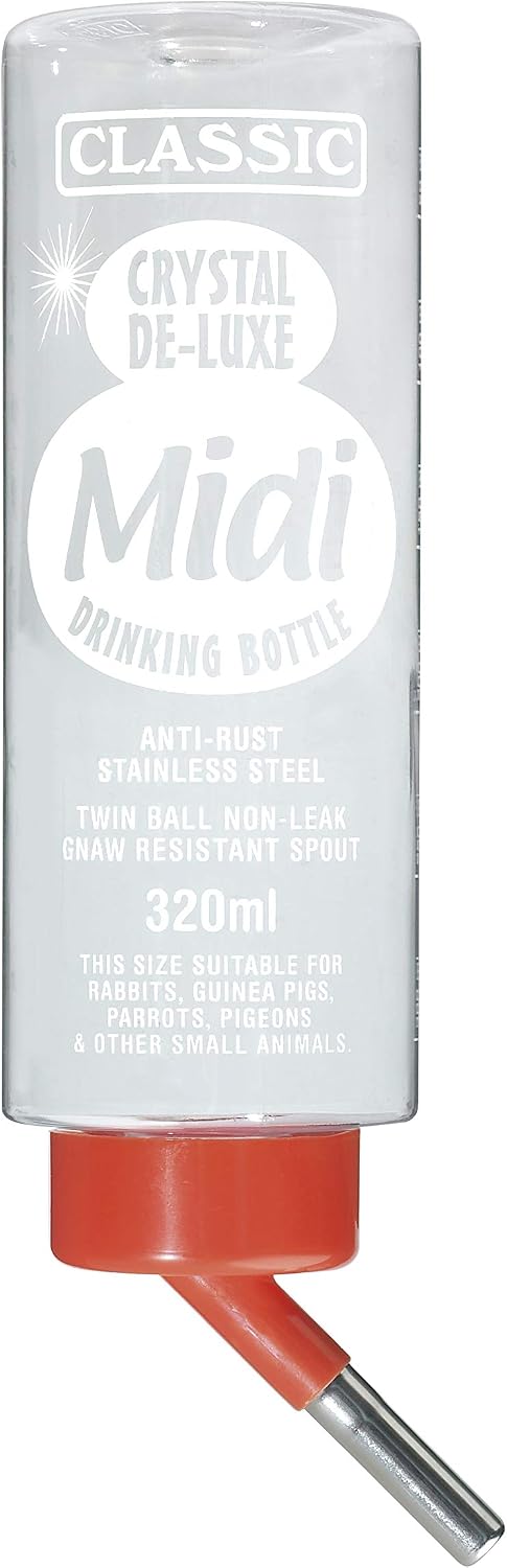 CLASSIC Crystal Deluxe Guinea Pig Water Bottle 320ml Non-Drip Rabbit