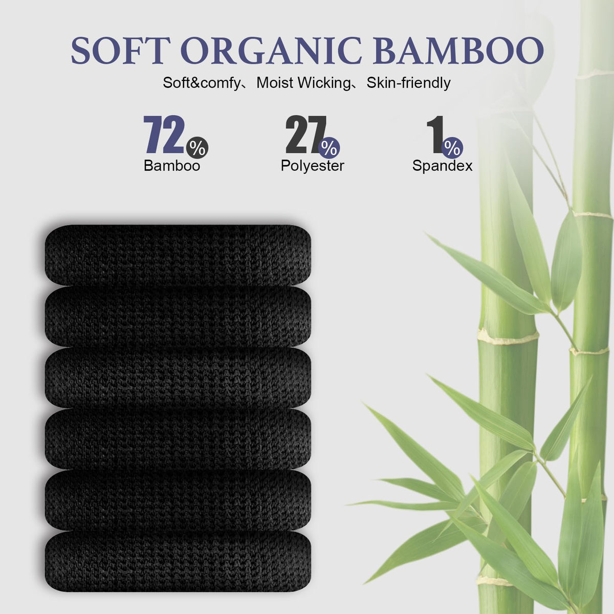 Niorasen Men's Extra Wide Diabetic Bamboo Socks, 3/6 Pairs