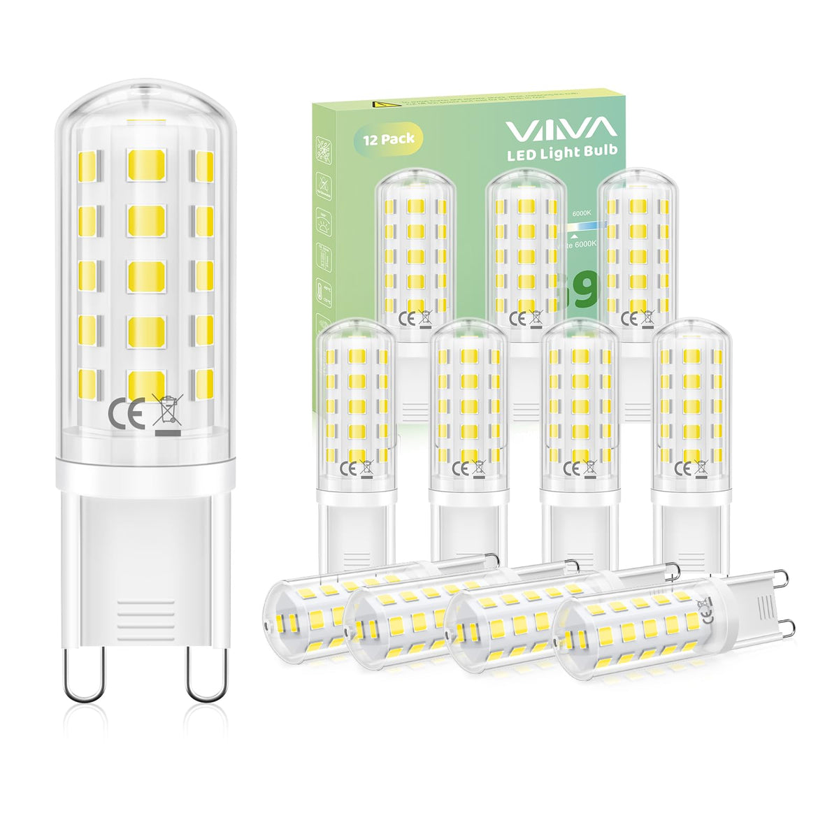 G9 LED Bulbs Cool White, 5W(45W Equivalent) 6000K, 500LM, Pack of 5