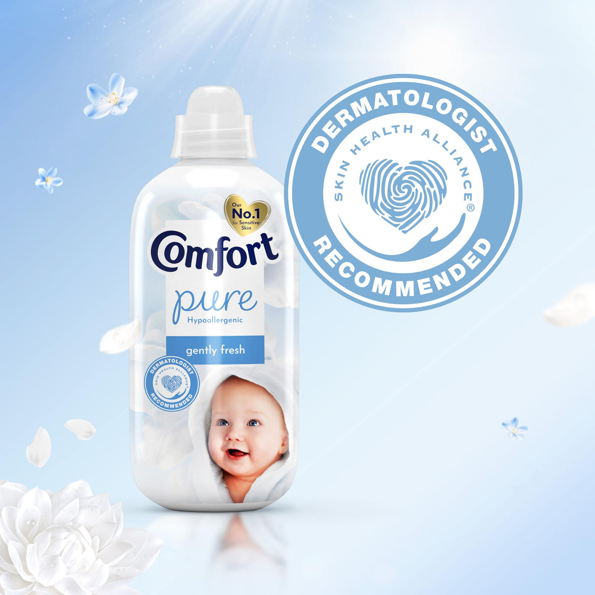 Comfort Pure Sensitive Fabric Conditioner dermatologically tested gentle next to sensitive skin 160 washes (4.8 L)