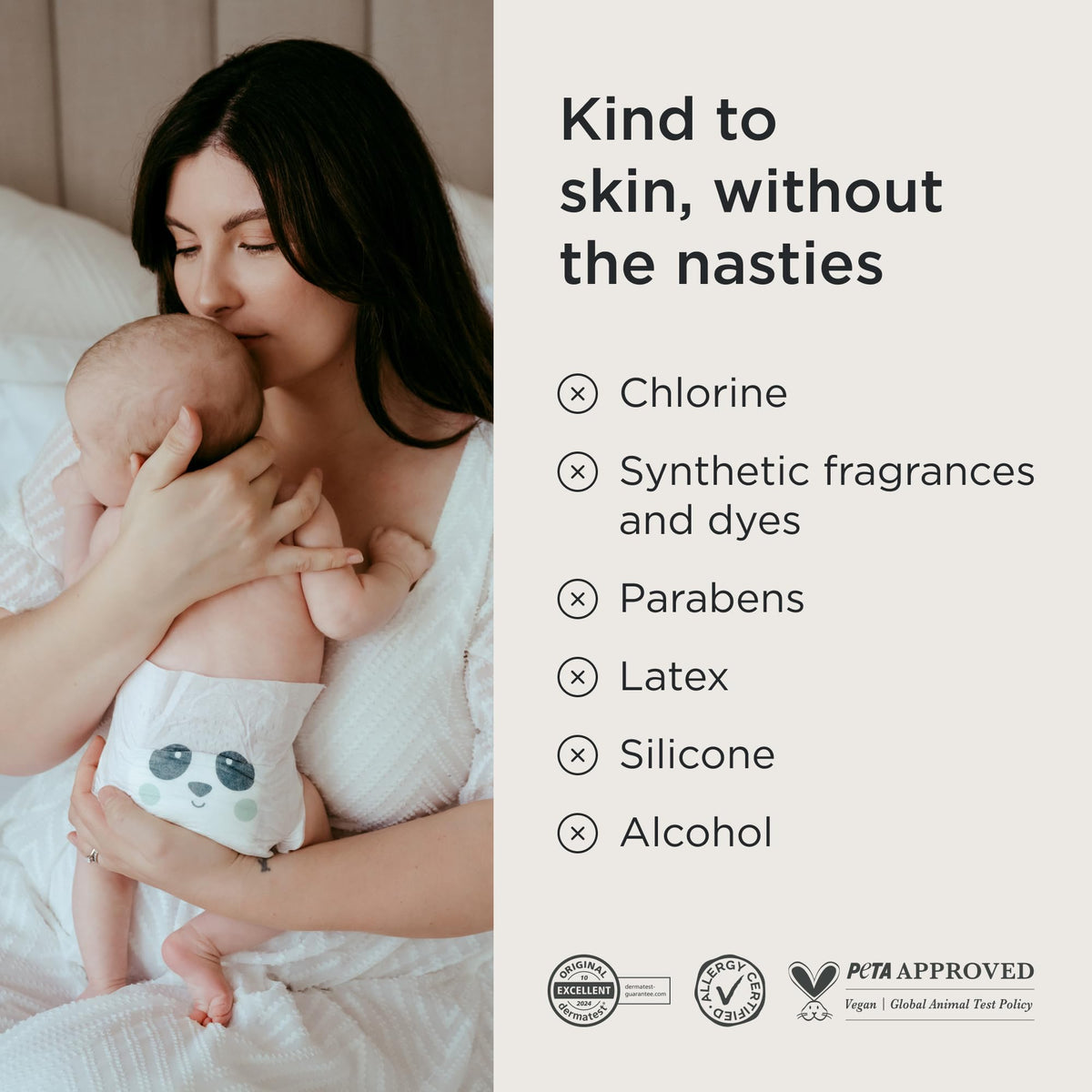 Kit & Kin Premium Baby Nappies Size 4 | 9-14 kgs / 20-31 lbs | Pack of 256 Nappies | Plant-Based Materials On Baby's Skin | Hypoallergenic | Superior up to 12 Hour Leak Protection