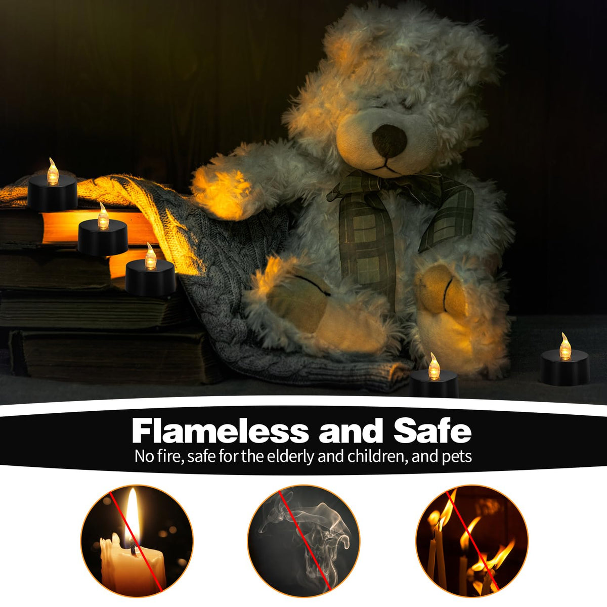 24 Pack LED Tea Lights, Warm White Light, for Decoration