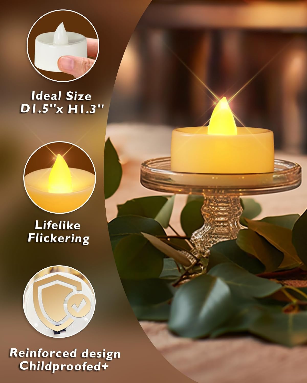 Homemory Led Battery Operated Tea Lights, Fake Electric Flickering Candles