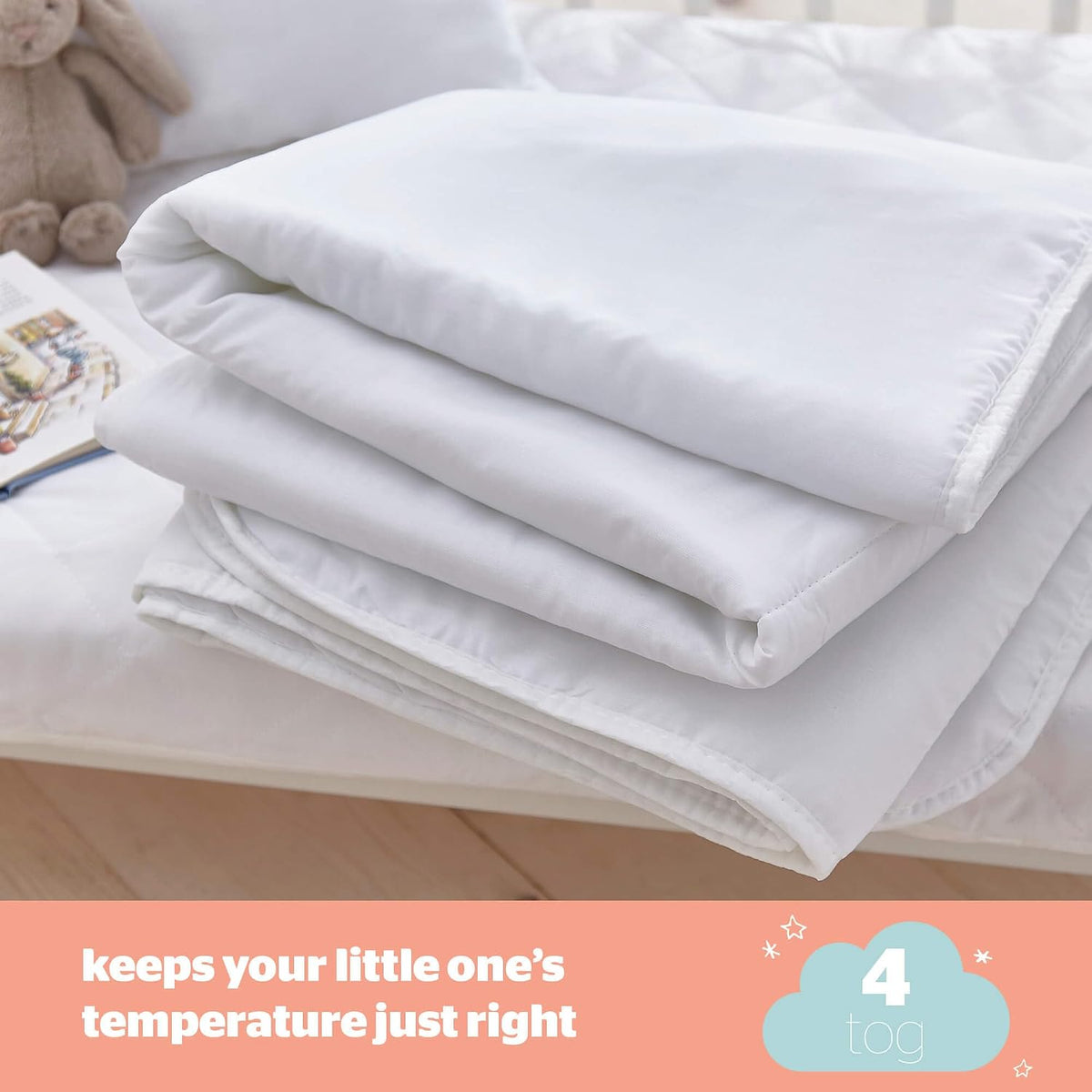 Silentnight Safe Nights Cot Bed Duvet 4 Tog – Anti Allergy Lightweight Soft Snug Nursery Quilt for Children, Kids, Toddlers – Hypoallergenic and Machine Washable – 150x120cm