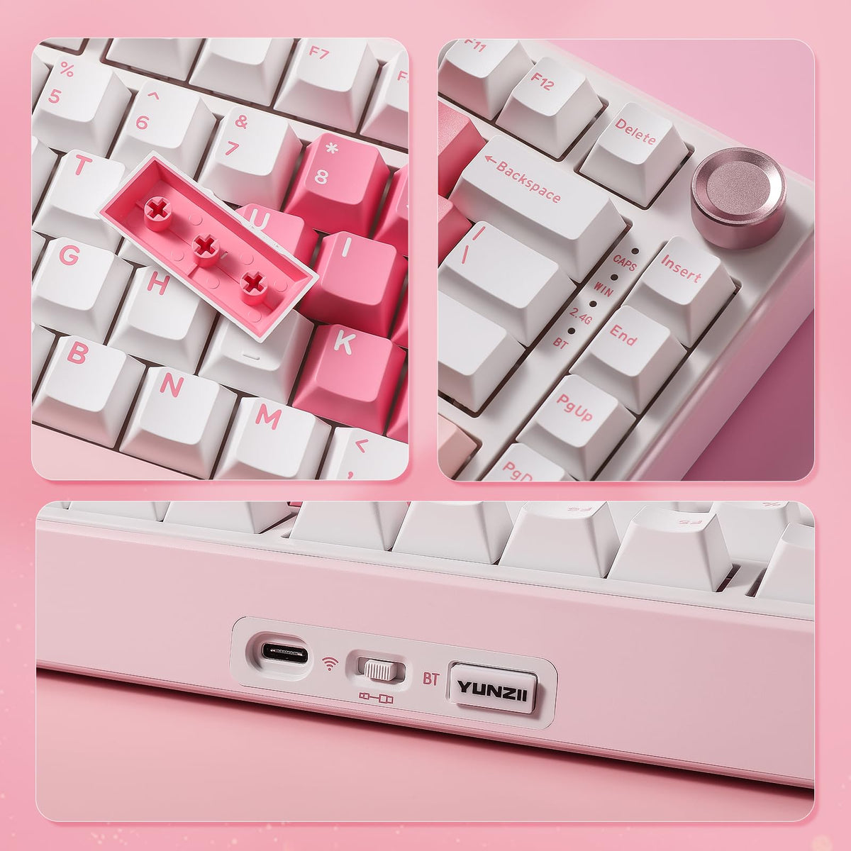 YUNZII B75 PRO 75% Wireless Mechanical Keyboard (Black Heart,Cocoa Switch)