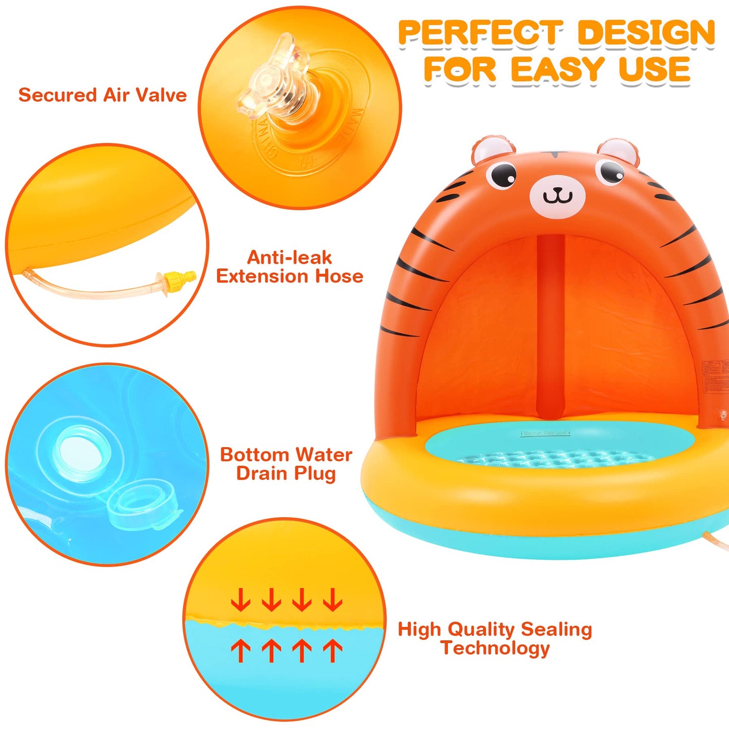 COOLJOYA Inflatable Pool | Splash Spray Paddling Pool Sprinkler Pad | Paddling Pool for Kids Toddlers | Swimming Pool Toy Gifts 68 x 41 x 18 Inch (Unicorn)