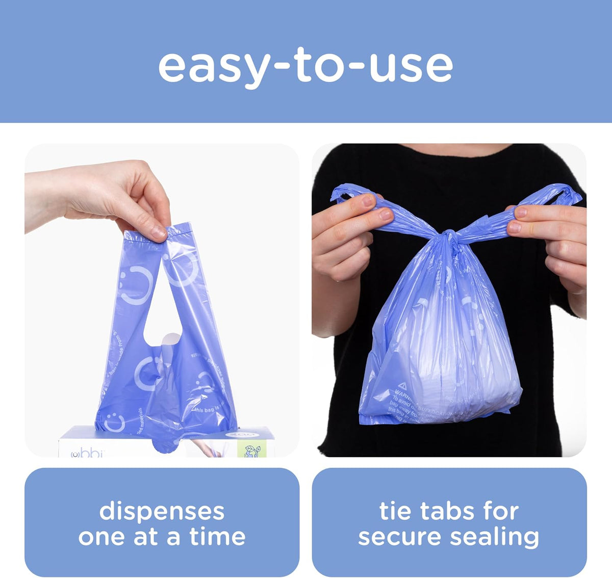 Ubbi Disposable Nappy Sacks, Lavender Scented, Easy-To-Tie Tabs, Durable, Thick Baby Nappy Disposal or Pet Waste Bags, 200 Count
