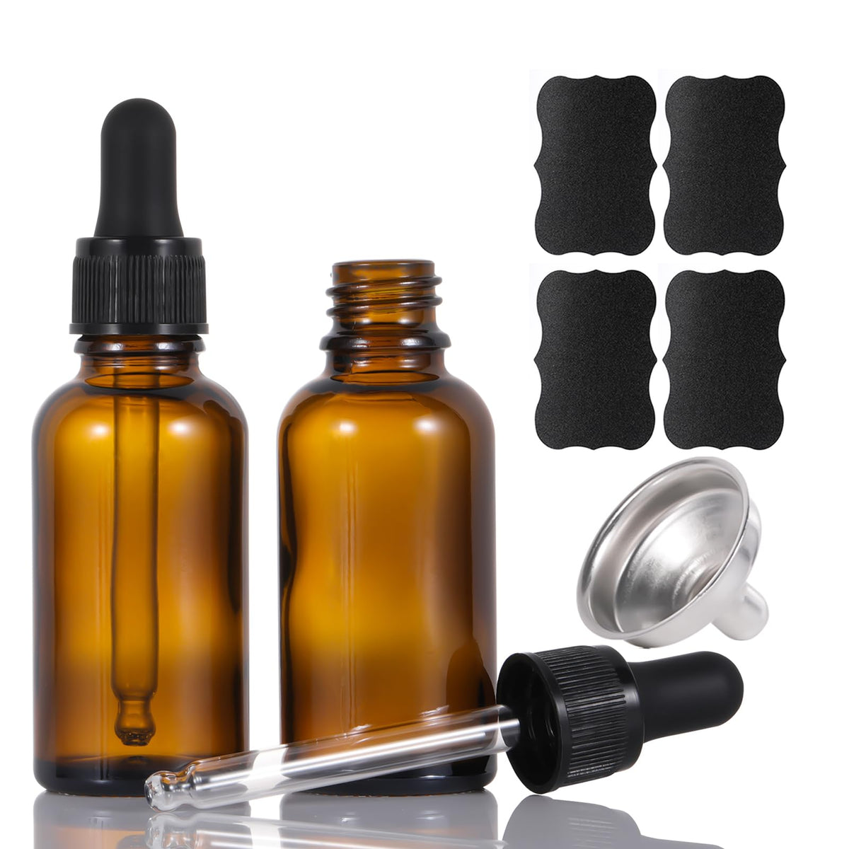 Amber Glass Dropper Bottle,2pcs 60ml Small Empty Reusable Eliquid Pipette Ear Dropper Bottles Suitable for Essential Oils Massage Perfumery Aromatherapy Laboratory Fragrances Pharmacist Bottle