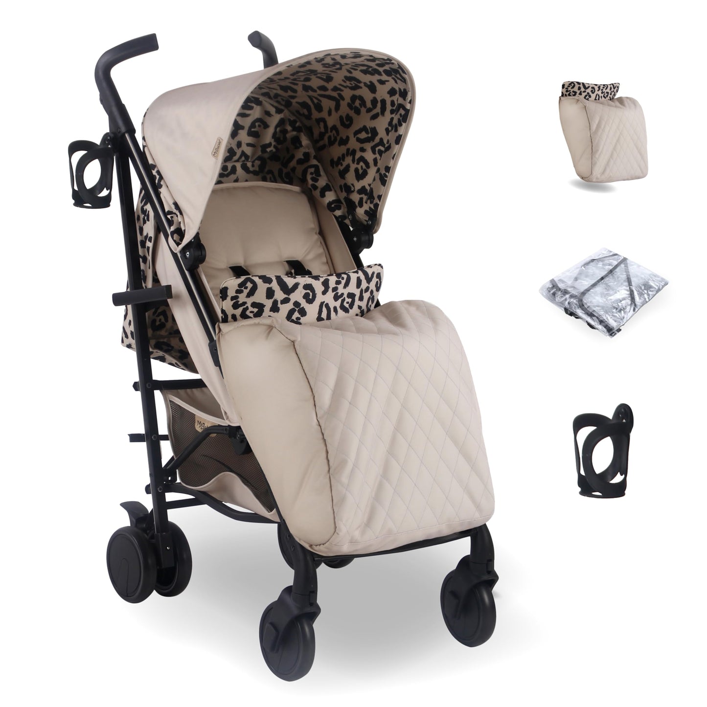 My Babiie MB51 Stroller – from Birth to 4 Years (22kg), Lightweight, Umbrella Fold, Travel Buggy for Toddlers, Pushchair Includes Footmuff, Cup Holder, Rain Cover - Blush Pink