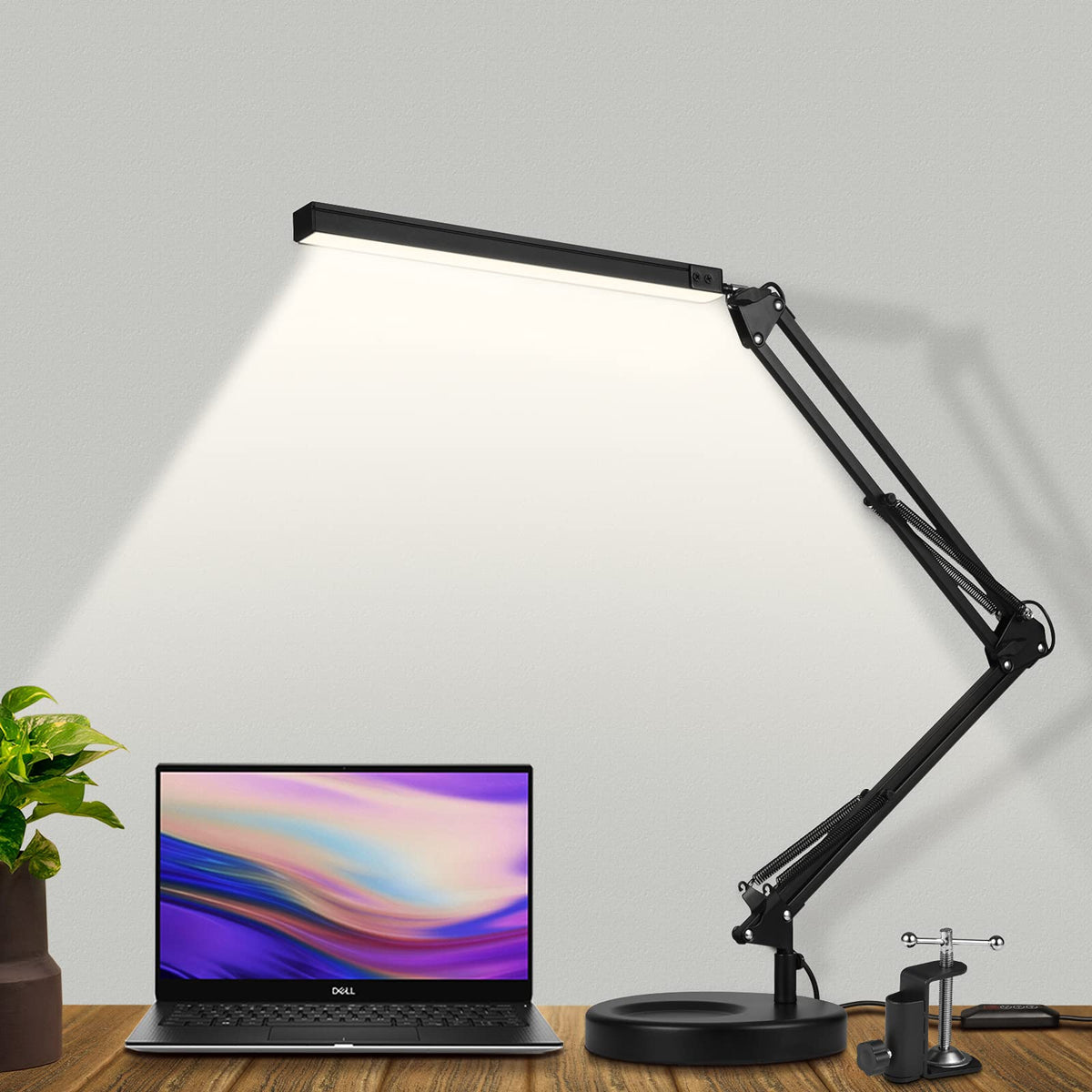 SKYLEO LED Desk Lamp with Clip and Base - Eye Protection Desk Lamps Black