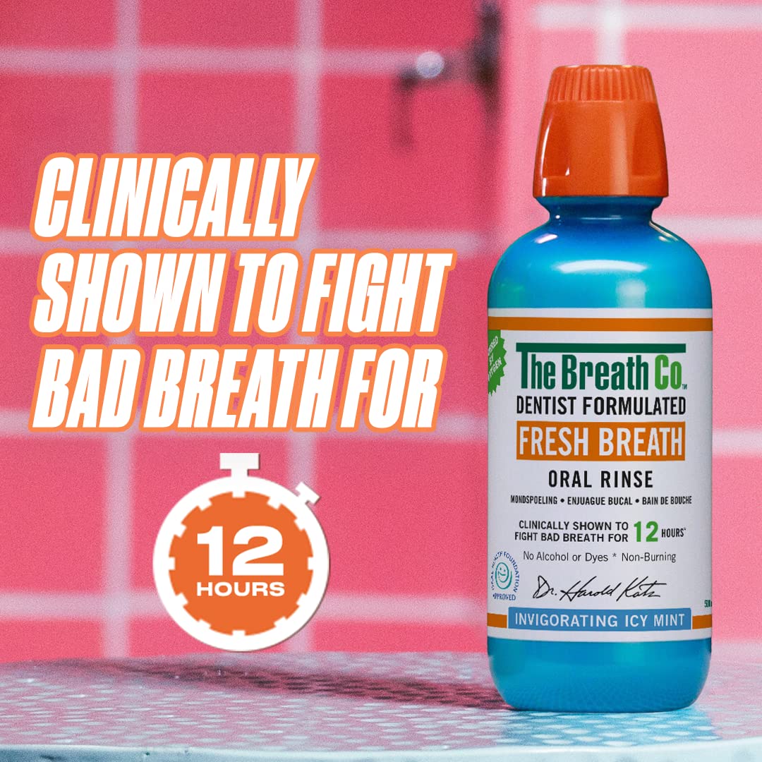 The Breath Co. ICY Mint Mouthwash, 12 Hours Fresh Breath, 500ml