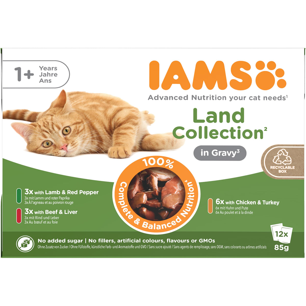 IAMS Adult Wet Cat Food Land & Sea in Jelly 72 x 85g