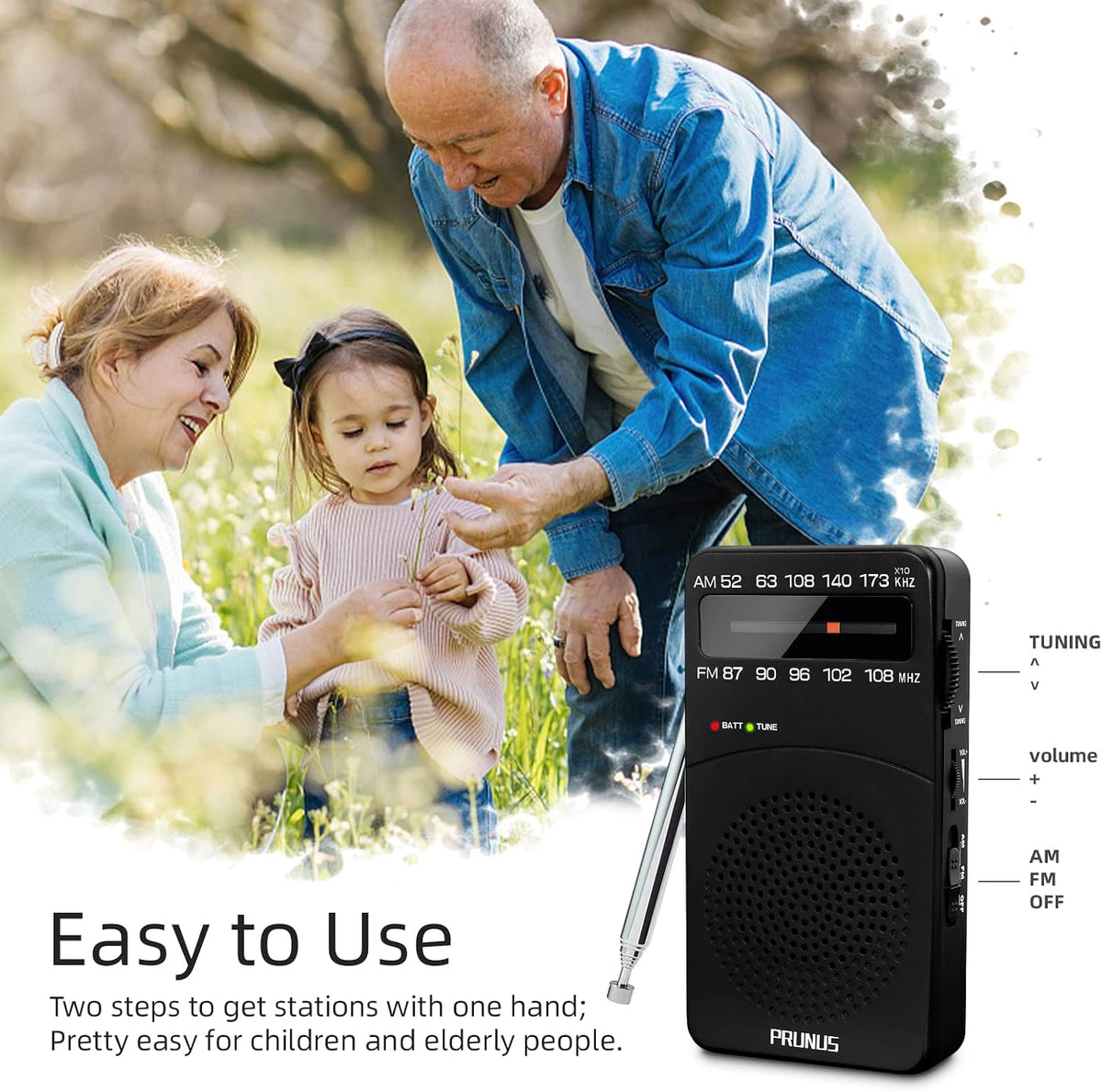 PRUNUS J-166 Portable Radio AM FM, Battery Operated Radio,Weather Radios