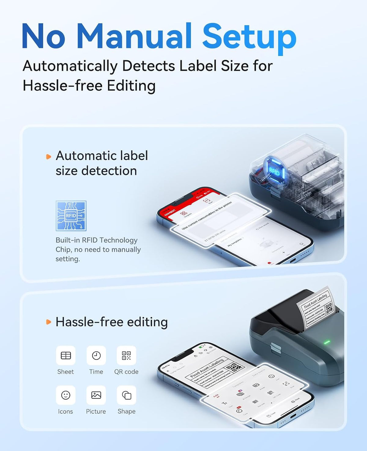 NIIMBOT B1 Label Maker Machine, 2 Inch Bluetooth Sticker Printer