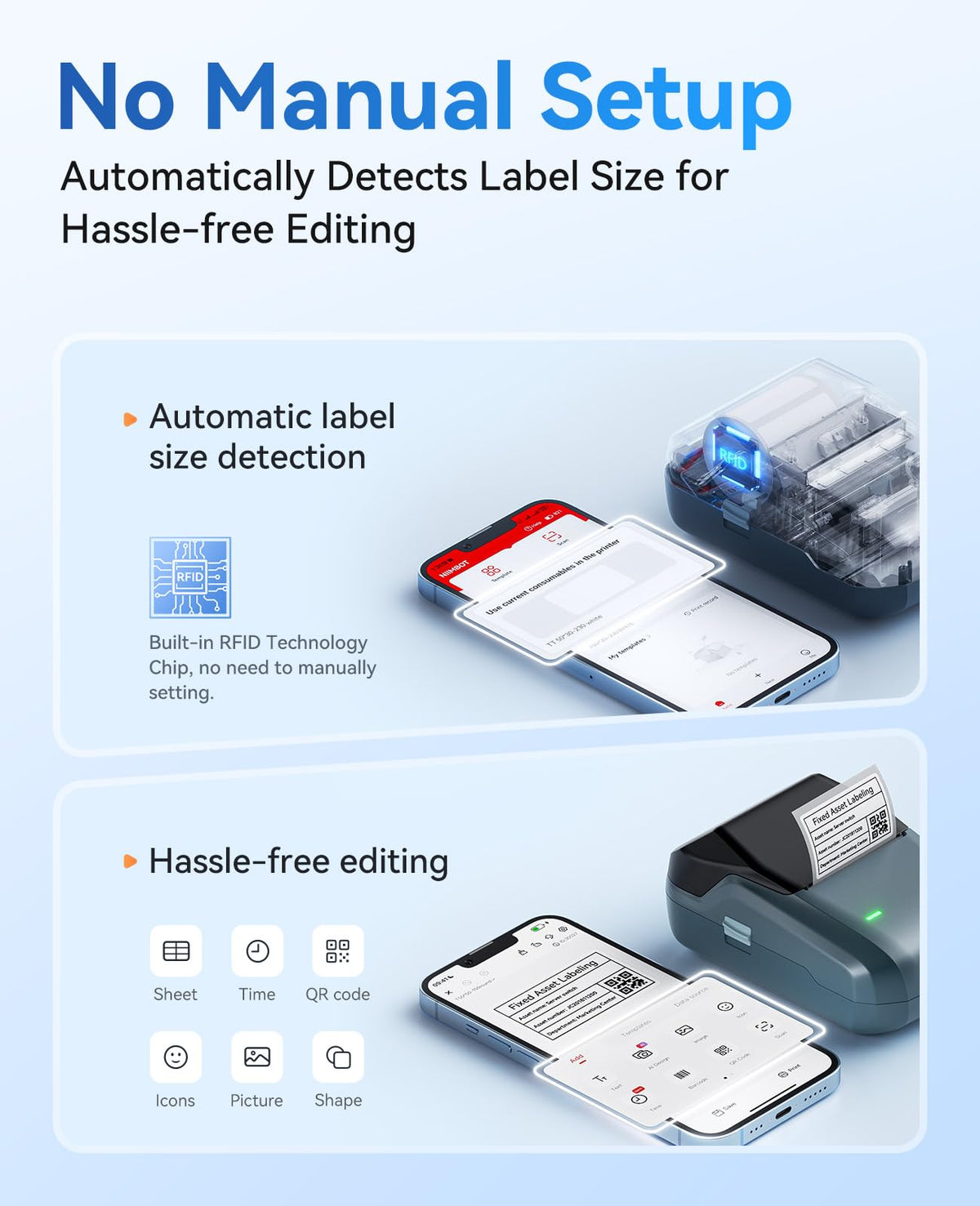 NIIMBOT B1 Label Maker Machine, 2 Inch Bluetooth Sticker Printer