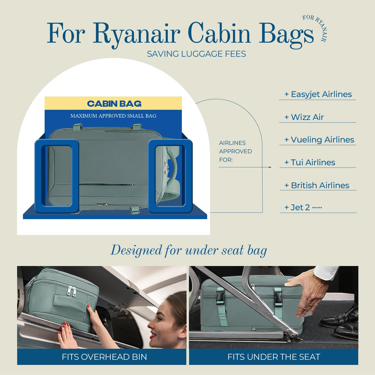 Lossga for Ryanair Cabin Bags 40x30x20,Cabin Bag Travel Backpack