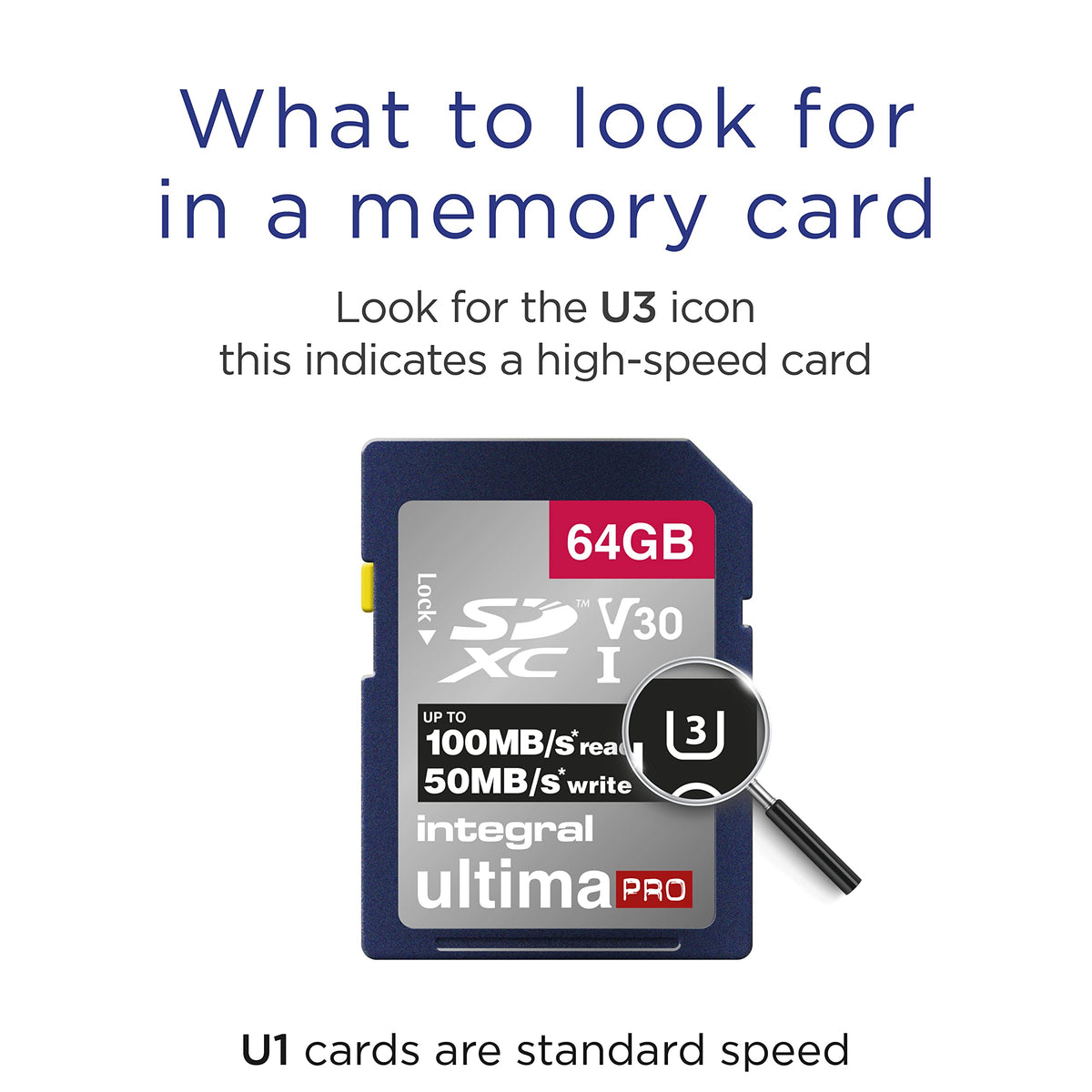 Integral 64GB SD Card 4K Ultra-HD Video High Speed SDXC V30 UHS-I U3 Class 10 Memory Card up to 100MB/s, Color May Vary