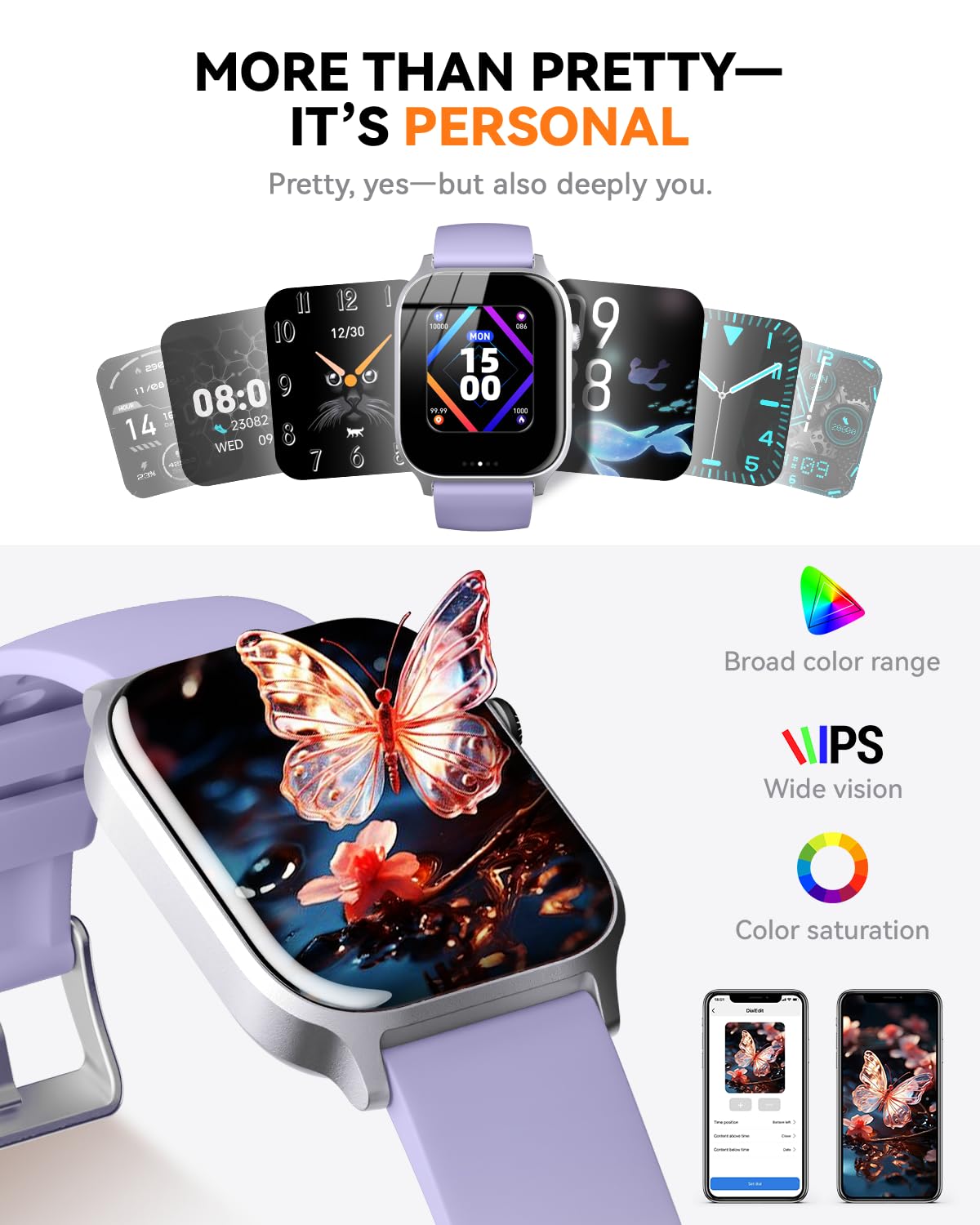Smart Watch for Men Women- Answer/Make Call, 2024 IP68 Waterproof Fitness Tracker Watch with Sleep Step Counter Activity Smartwatch for Samsung Android iPhone iOS (Black-Blue, 1.83)