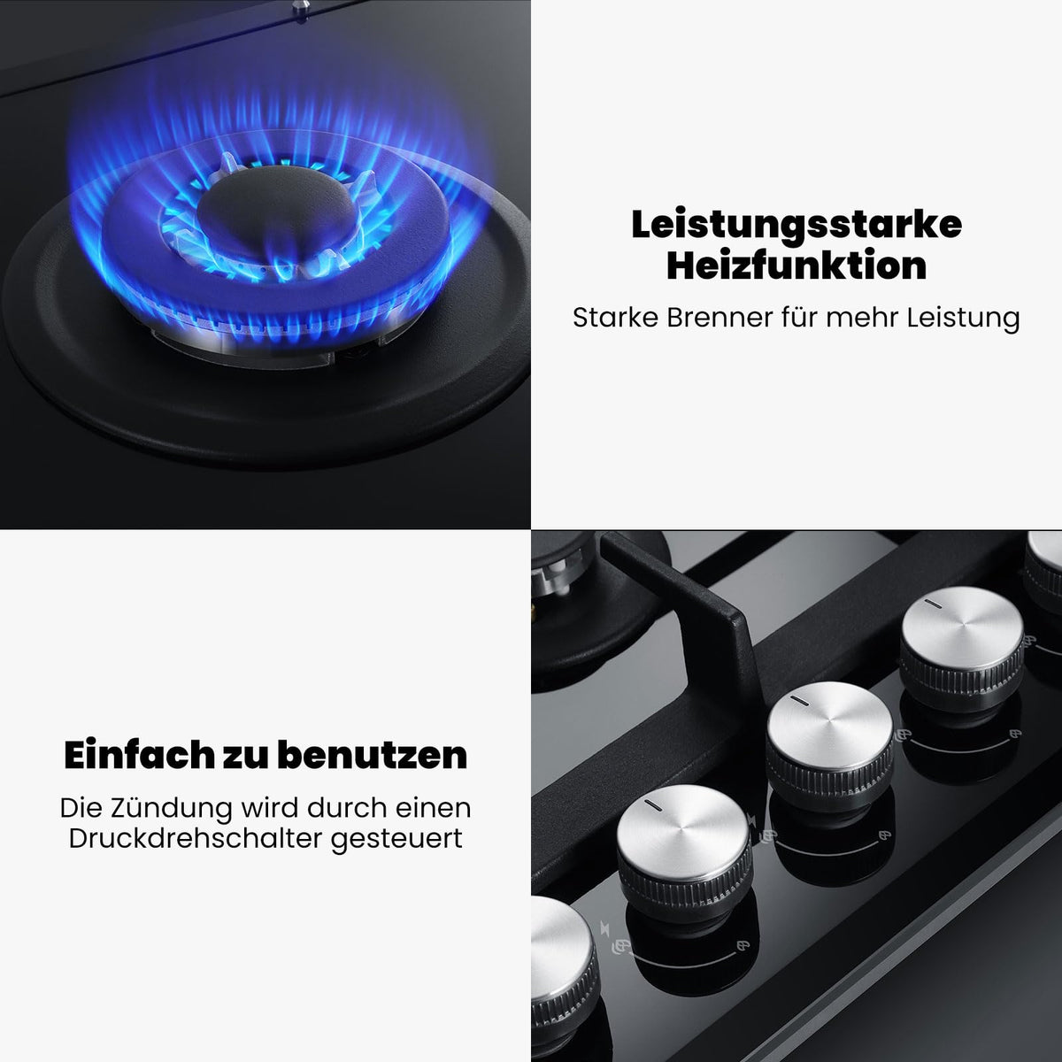 GASLAND GH60SF 60cm Built-in Gas Hob, 4 Burners Stainless Steel Gas Cooktop with Flame Failure Protection, NG/LPG Convertible, 8000W