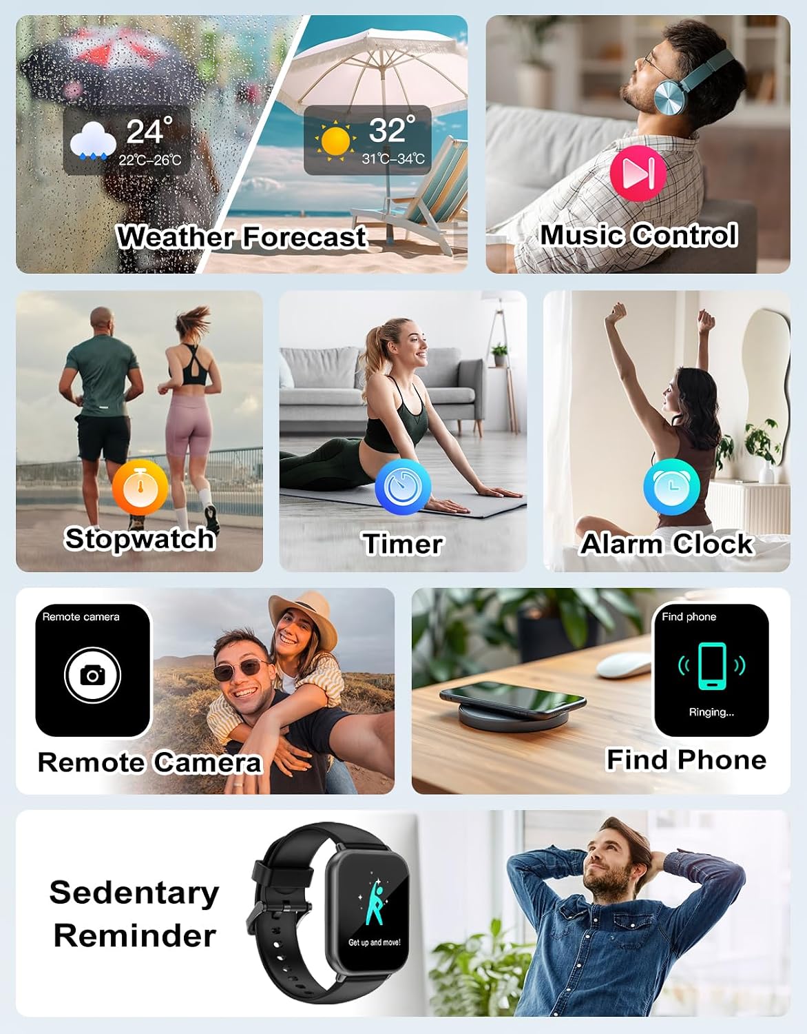 RUIMEN Smart Watch Answer Dial Call,Smart Watches for Women Men 1.85" HD Screen Fitness watch with SpO2 Heart Rate Sleep Monitor Step Counter Waterproof 100+ Sports Mode for Android iOS (2 Bands)