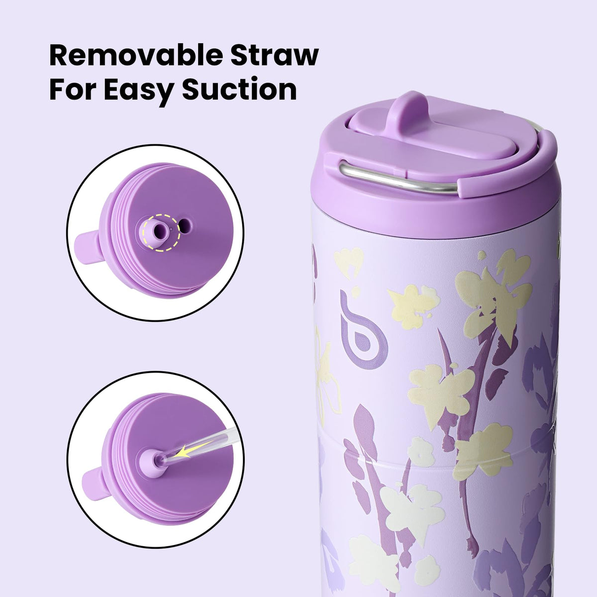 Bottle Bottle Stainless Steel Water Bottle 700ml with Straw and Lid Sports Insulated Metal Water Bottles with Handle(Black)