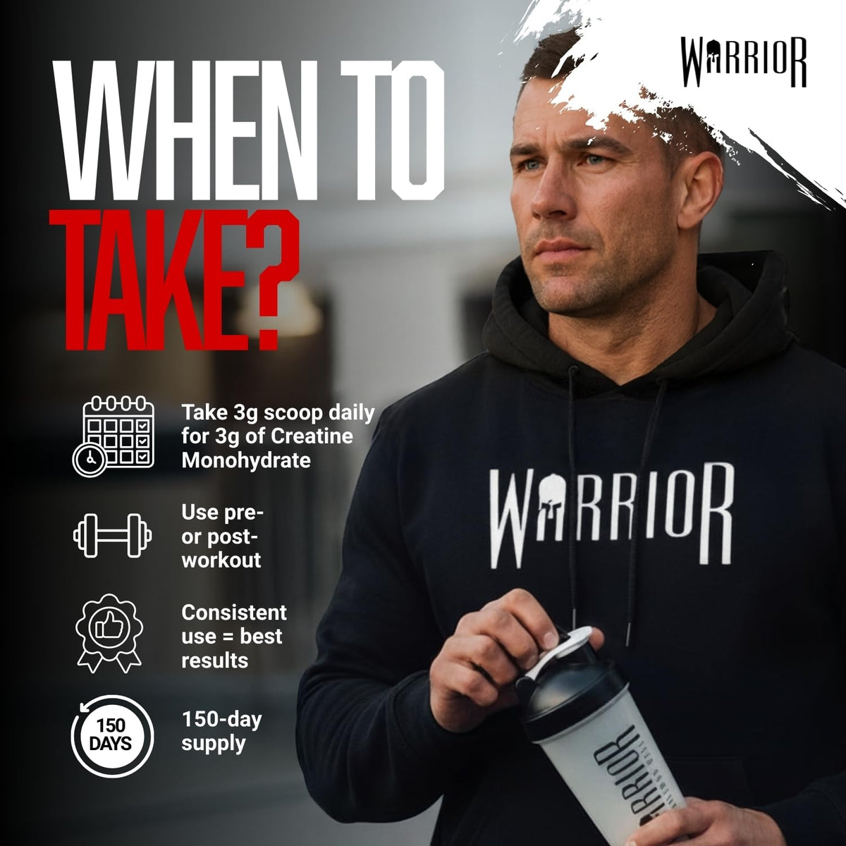 Warrior Creatine Monohydrate Powder 500g Pure Micronised (166 Servings)