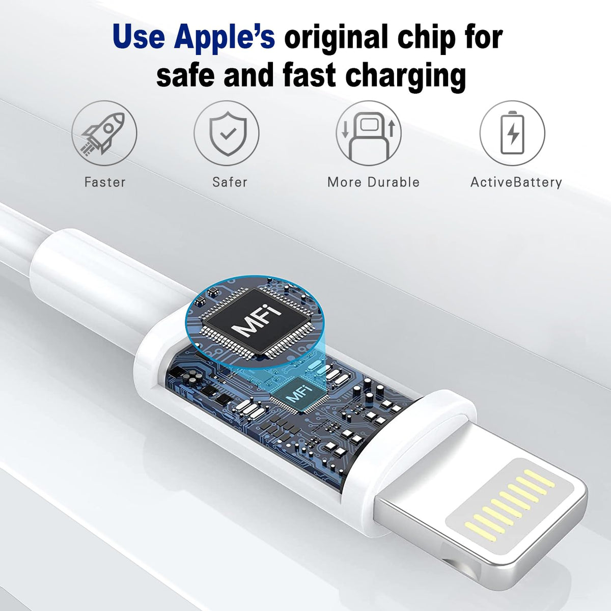 2Pack iPhone Charger Cable 1M [Apple MFi Certified] USB to Lightning Cable