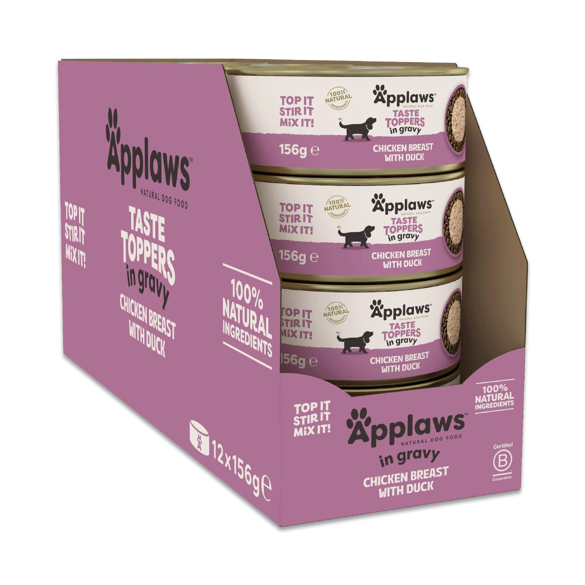Applaws Natural Wet Dog Food Topper, Chicken Selection in Broth, 8x156g Tin
