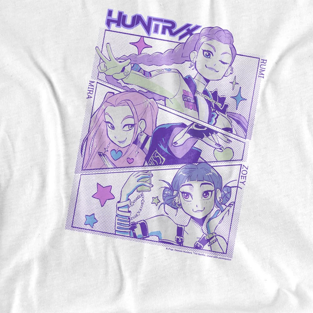 Kpop Demon Hunters Unisex Kids K-pop Demon Hunters - Anime Huntrix Huntr/X Kids T Shirt, Black T-Shirt (Pack of 1)