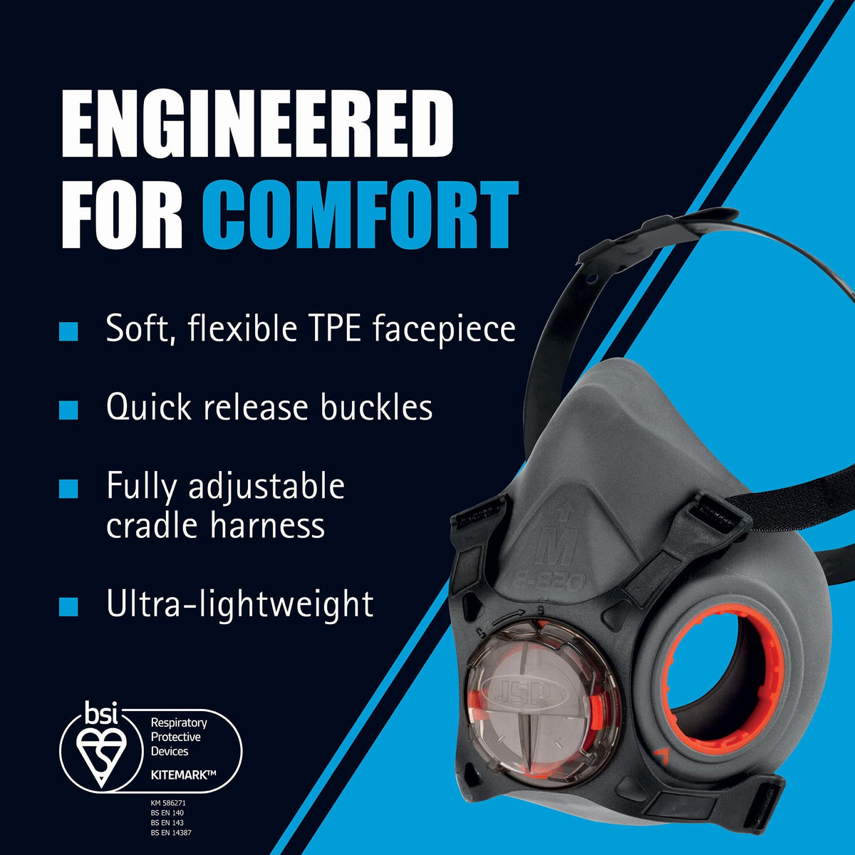 JSP FORCE 8 Half Mask Reusable Respirator with PressToCheck P3 Filters
