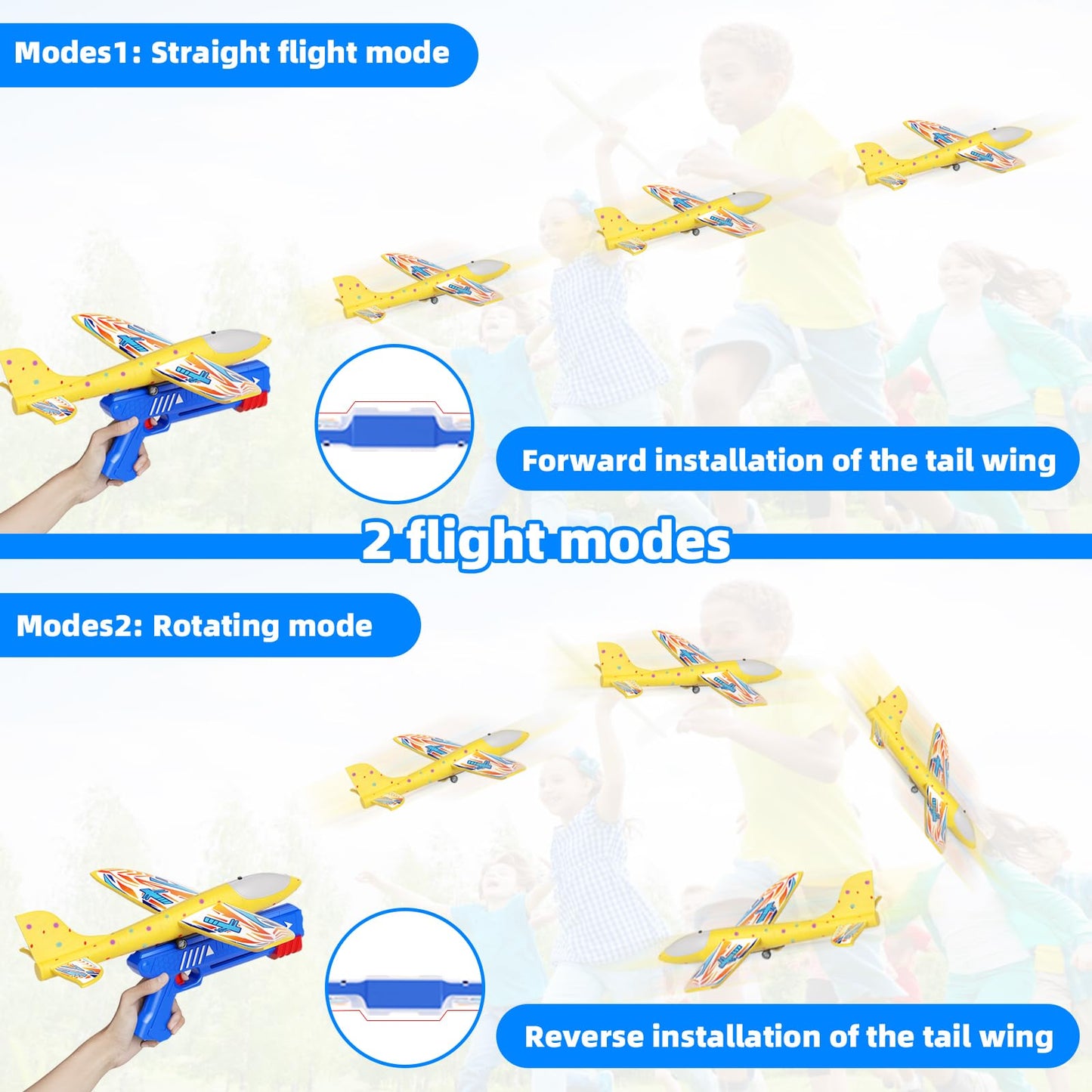 Doloowee Boys Toys for 3 4 5 6 7 8 Years Old, 1 Launcher with 3 Foam Glider Planes, Outdoor Garden Toys Birthday Present Gift for Kids 3 4 5 6 7 8 Year Old